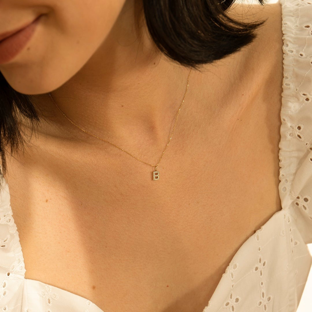 14K Yellow Gold Diamond Initial Charm Pendant - Personalized Name Necklace for Women, Perfect Gift for Birthday, Anniversary & Valentine's Day
