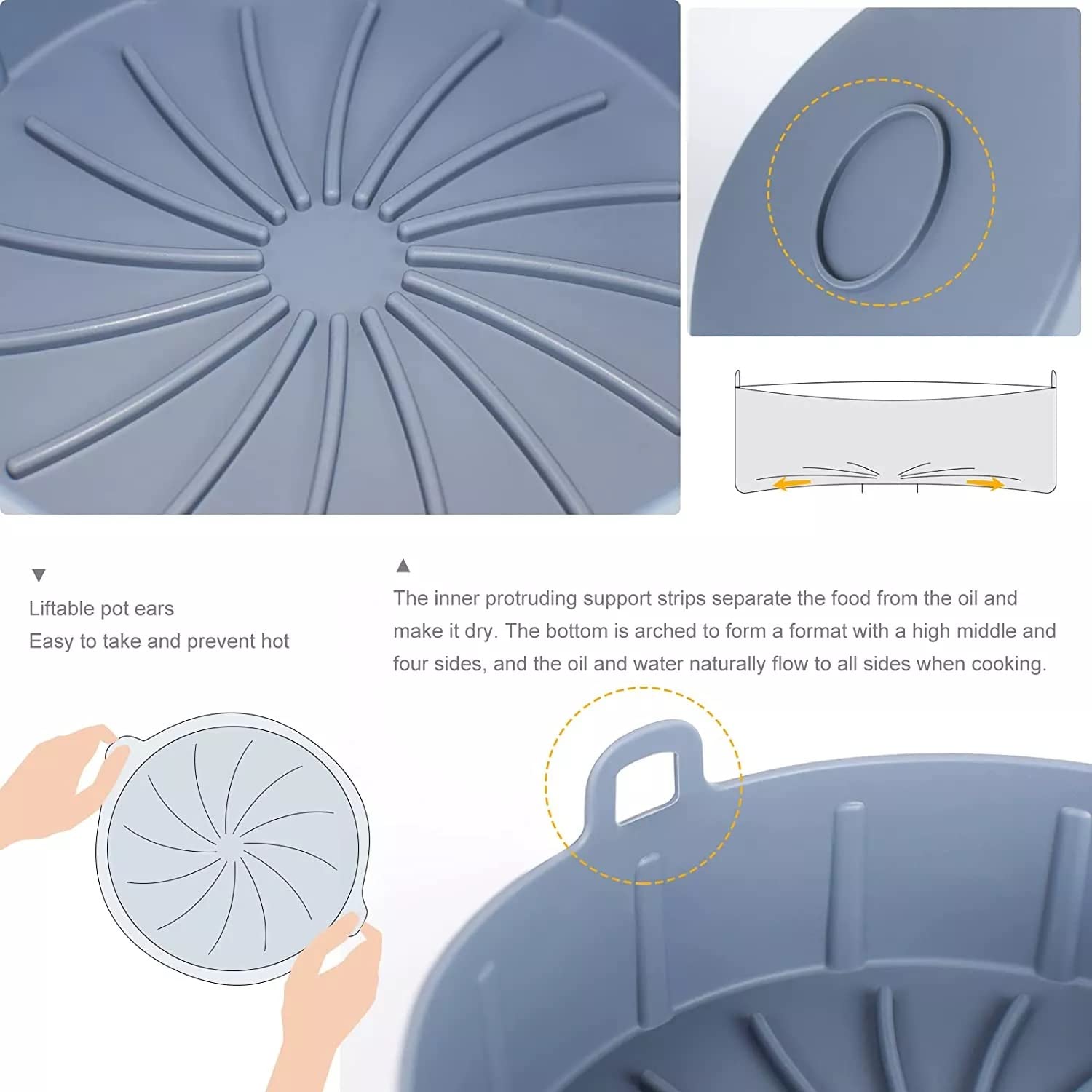 Non-Stick Silicone Air Fryer Liner - 7.5 Inch Reusable Round Basket for Air Fryers & Ovens - Easy Clean Accessory Kit - Perfect for Cooking, Baking & Healthy Meal Prep