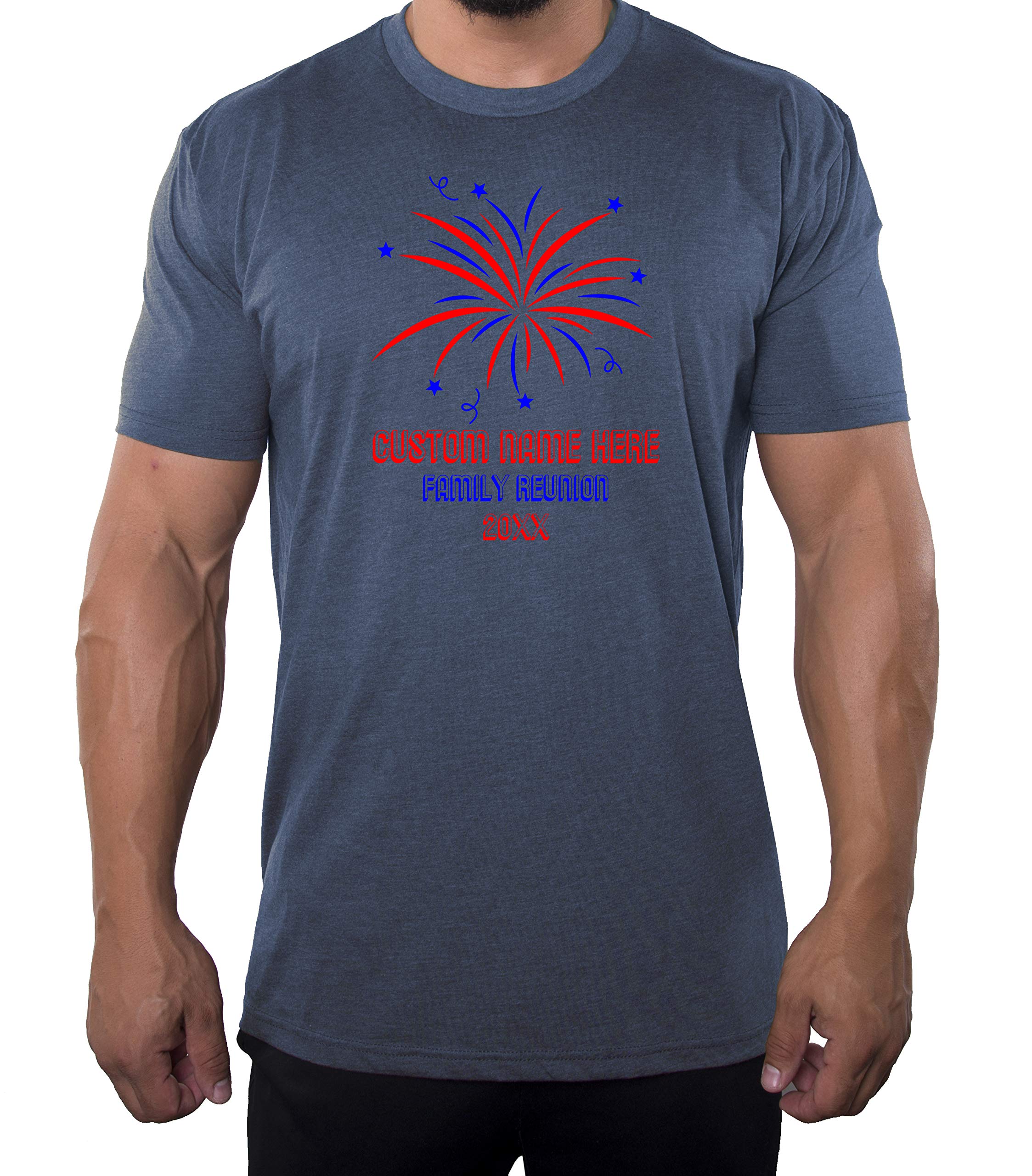 Personalized Fireworks Custom Name T-Shirts for Men - Perfect for Family Reunions, Parties & Celebrations