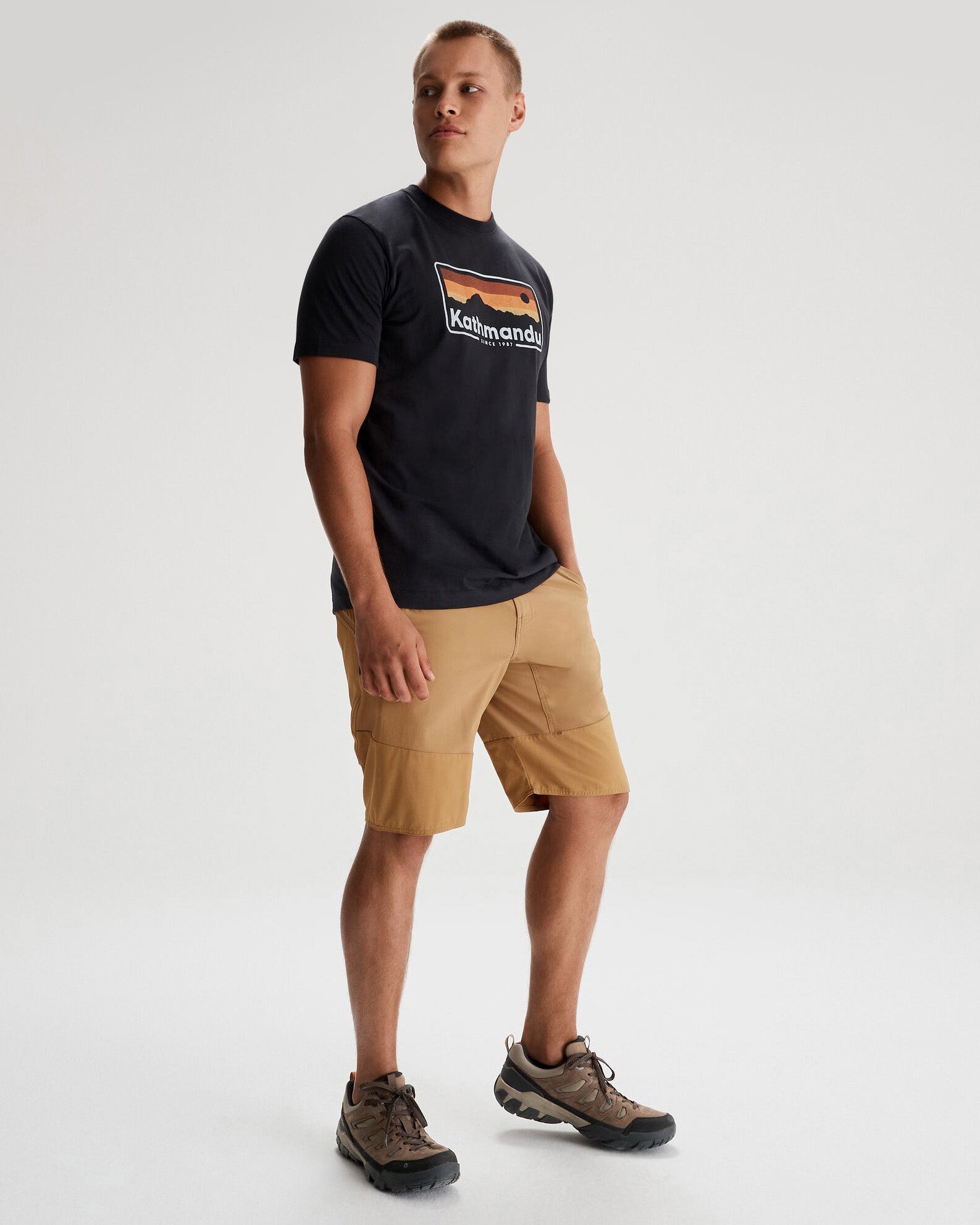 Men's Kathmandu Logo 70's Vintage Organic Cotton T-Shirt - Black | Retro Casual Tee for Everyday Wear & Street Style Outfits