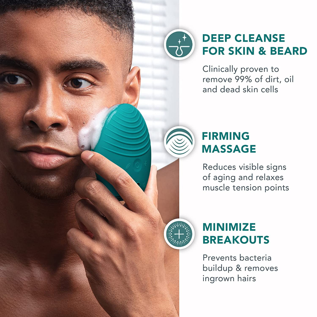 FOREO LUNA 4 Men's Facial Cleansing Brush - Deep Pore Cleaner & Exfoliator for Men's Skincare Routine | Perfect for Daily Face Wash & Shaving Prep