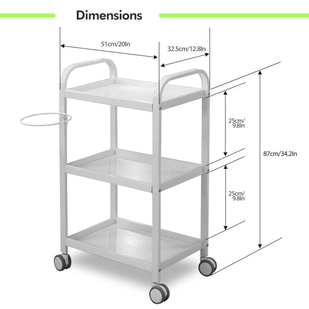 Greenlife Spa Clinic Facial Trolley - Professional Beauty Salon Cart with Wheels for Estheticians & Skin Care Specialists | Perfect for Facial Treatments, Massage Therapy & Mobile Spa Services