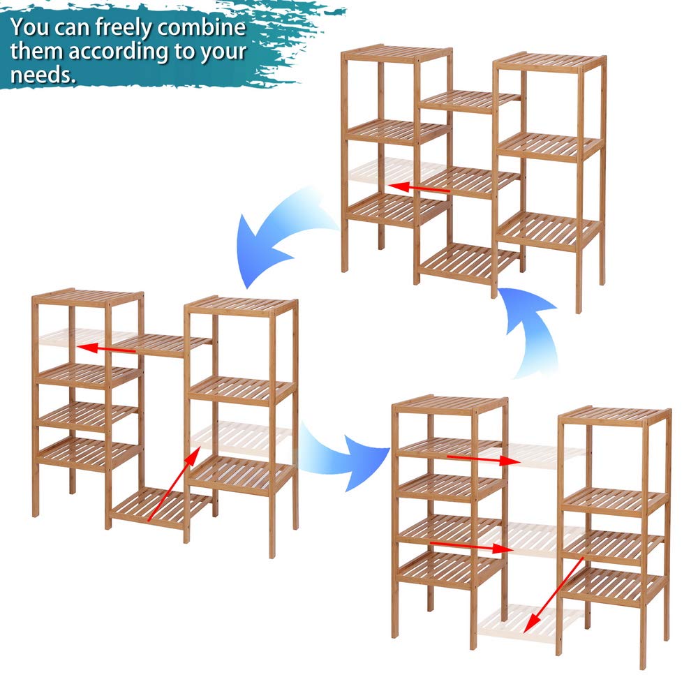 Premium 9-Tier Bamboo Plant Stand - Heavy Duty 100% Natural Bamboo Shelf for Indoor/Outdoor Plants, Flowers & Decor (96x90x33cm) - Perfect for Balcony, Garden, Living Room & Office Organization