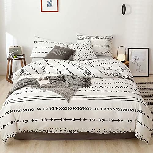 CLOTHKNOW White Boho Duvet Cover Set King Size - Aztec Bohemian Bedding Set with Pillowcases | Hotel Quality Cotton Duvet Cover for Bedroom Decor | Perfect for Guest Rooms, Master Bedrooms & Boho Chic Home Styling