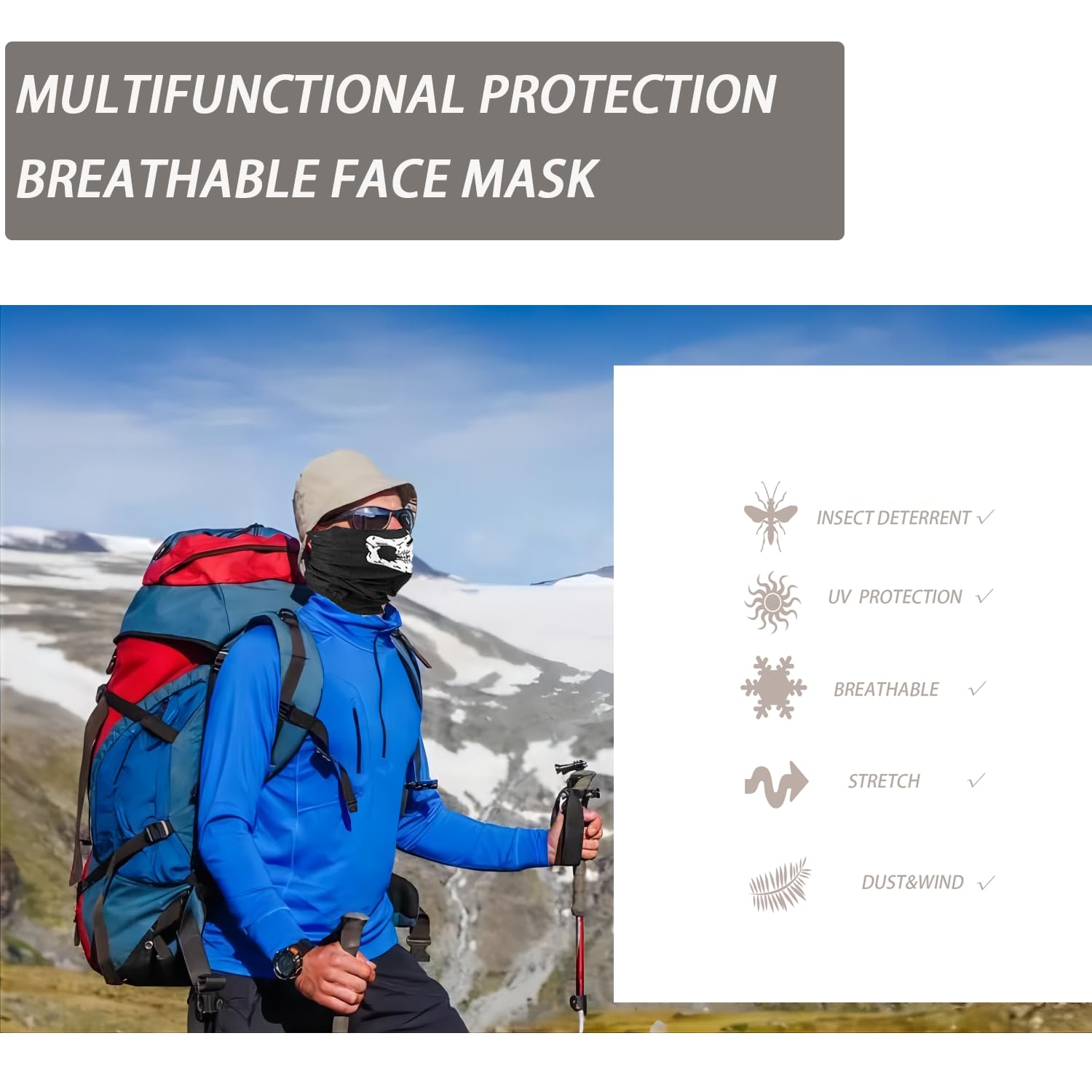 4Pcs Black Balaclava Skull Mask - Ghost Face Skeleton Neck Gaiter for Men, Motorcycle Face Mask & Call of Duty Style Gator Mask - Perfect for Outdoor Sports, Motorcycle Riding, Airsoft & Winter Activities