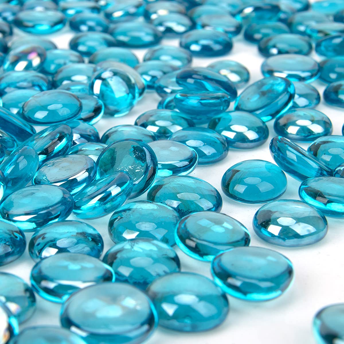 18 Pound Fire Glass Beads - Premium Reflective Azure Blue Fire Pit Glass for Gas Fireplace, Vase Fillers & Aquarium Decor - Enhances Flames & Adds Elegant Sparkle to Indoor/Outdoor Fire Features