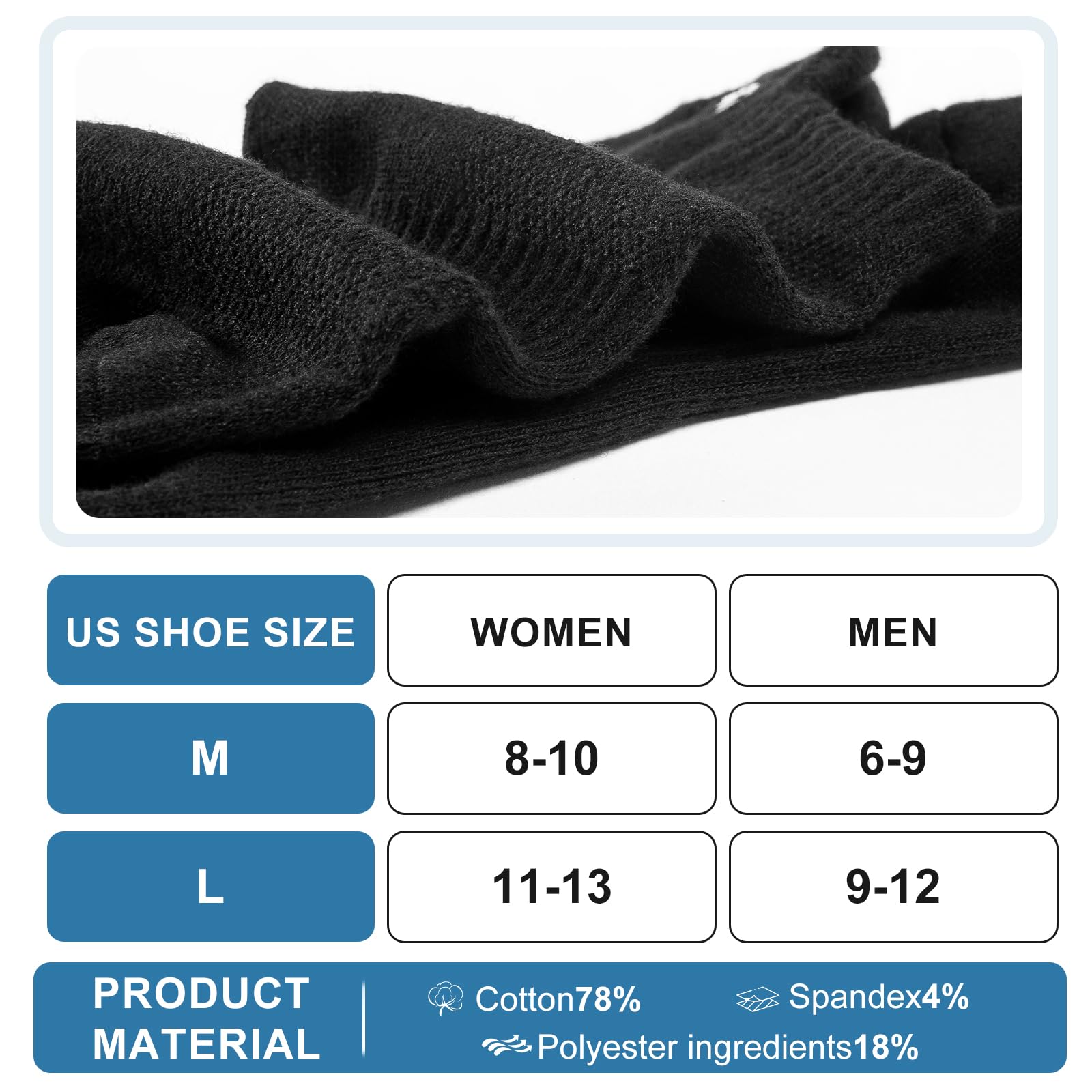 JAMRID Men's Ankle Socks - 6 Pairs Breathable Cotton Low Cut Athletic Running Socks for Men & Women - Perfect for Gym, Sports & Daily Wear