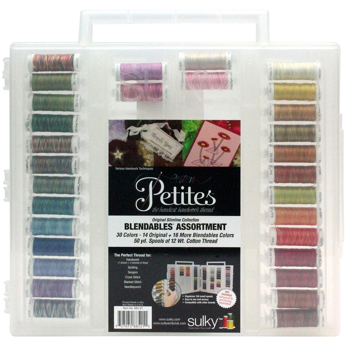 SULKY OF AMERICA Slimline Blendables Assortment - Premium Cotton Thread for Quilting & Embroidery (Multicolored) - Perfect for Sewing, Crafting & DIY Projects