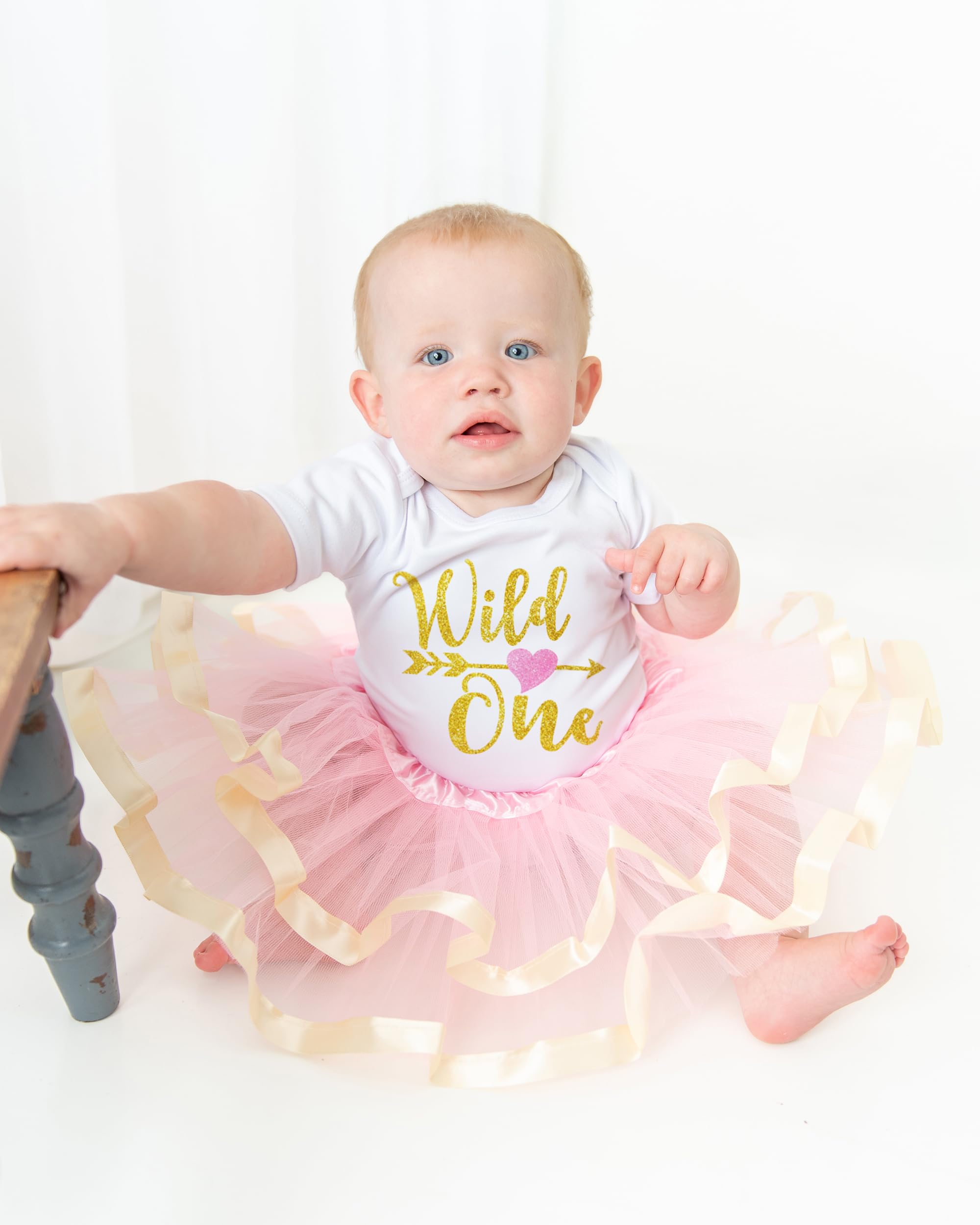 Luke and Lulu Wild One 1st Birthday Outfit for Girls - Leopard Print & Pink Gold Tutu Dress - Perfect for First Birthday Photos, Party Celebrations & Special Occasions