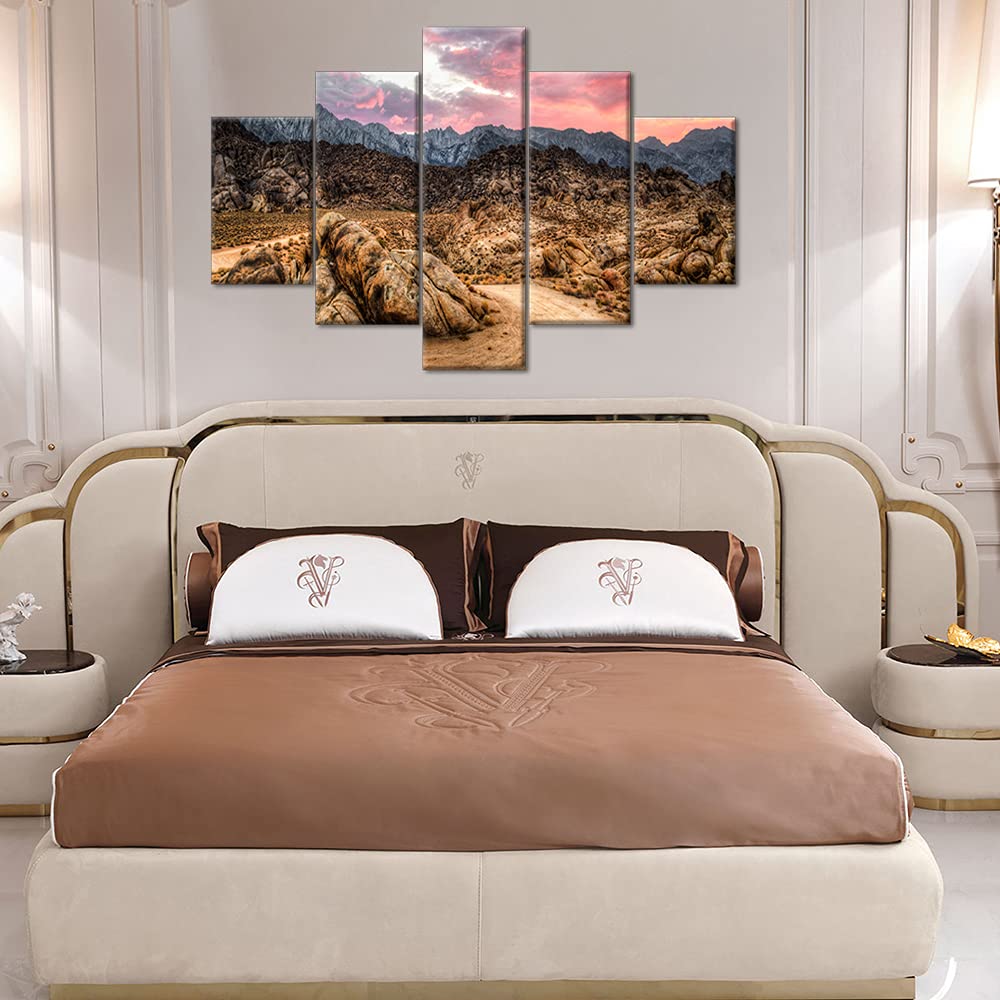TUMOVO Alabama Hills Wall Art - 5 Piece Modern California Posters & Prints, Framed Gallery-Wrapped Ready to Hang (60''W x 40''H) - Living Room Decor, Bedroom & Office Wall Decorations - Perfect for Home, Apartment & Dorm Room Aesthetic