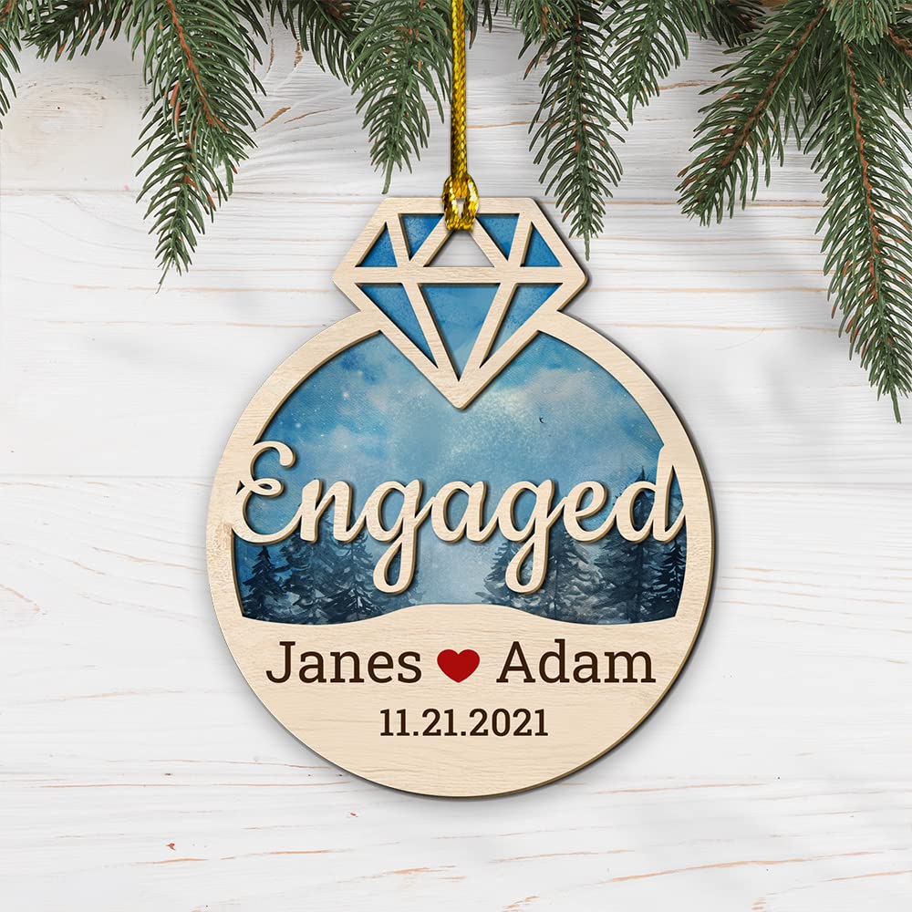 Personalized First Christmas as Mr and Mrs Ornaments - 3D Wooden Layered Custom Couple Christmas Tree Decorations (Set of 10) | Perfect for Newlyweds, Engaged Couples & Anniversary Gifts
