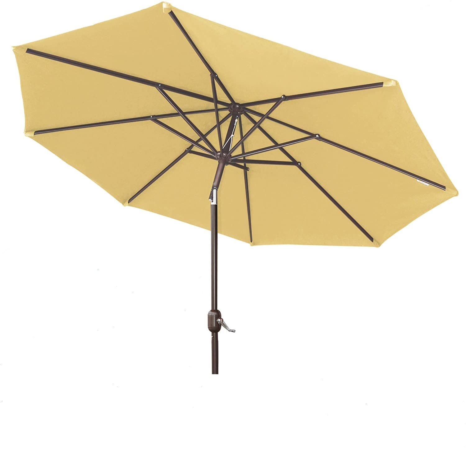 9 Ft Outdoor Patio Umbrella with Auto Tilt & Crank - Heavy Duty Aluminum Frame, 8 Sturdy Ribs & Included OLIFEN Cover - Perfect for Poolside, Backyard, Deck & Beach (Beige)