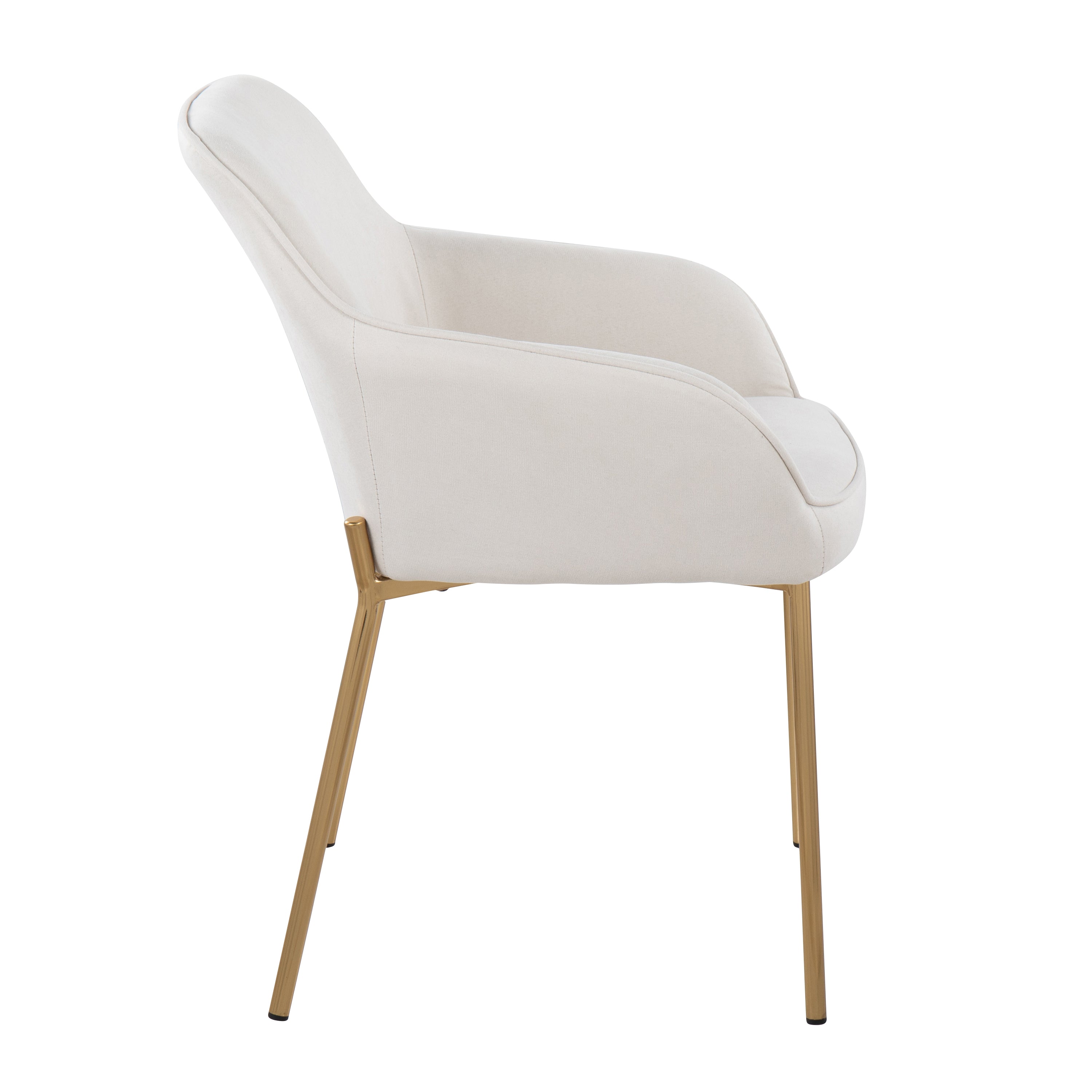 LumiSource Daniella Modern Dining Chairs - Set of 2 Gold Metal & Cream Fabric Upholstered Seats for Contemporary Dining Room, Kitchen, or Breakfast Nook