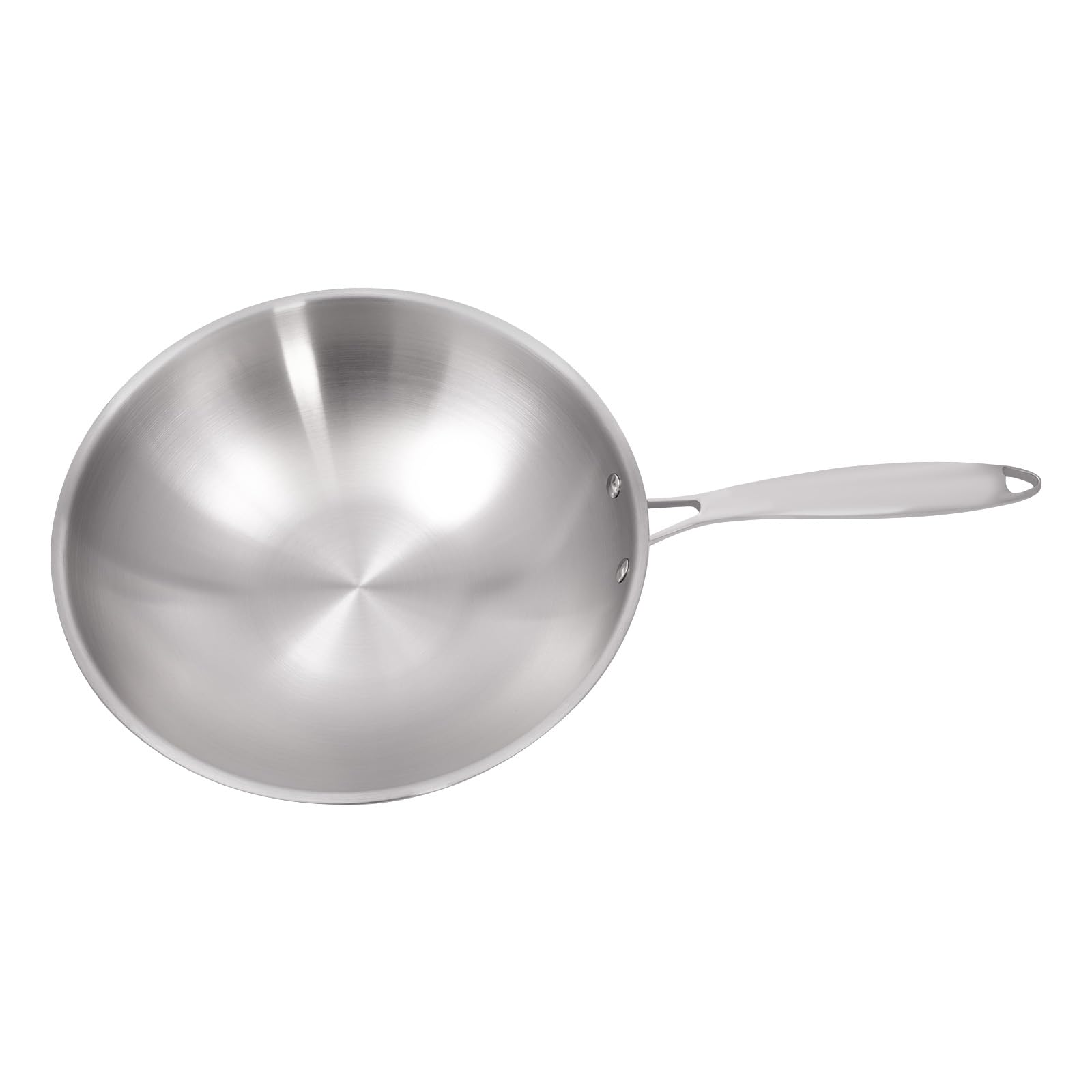 30cm Duoruameng Stainless Steel Induction Wok Pan with Tempered Glass Lid - Compatible with Gas & Induction, Easy to Clean - Perfect for Stir-Frying, Sautéing & Asian Cooking