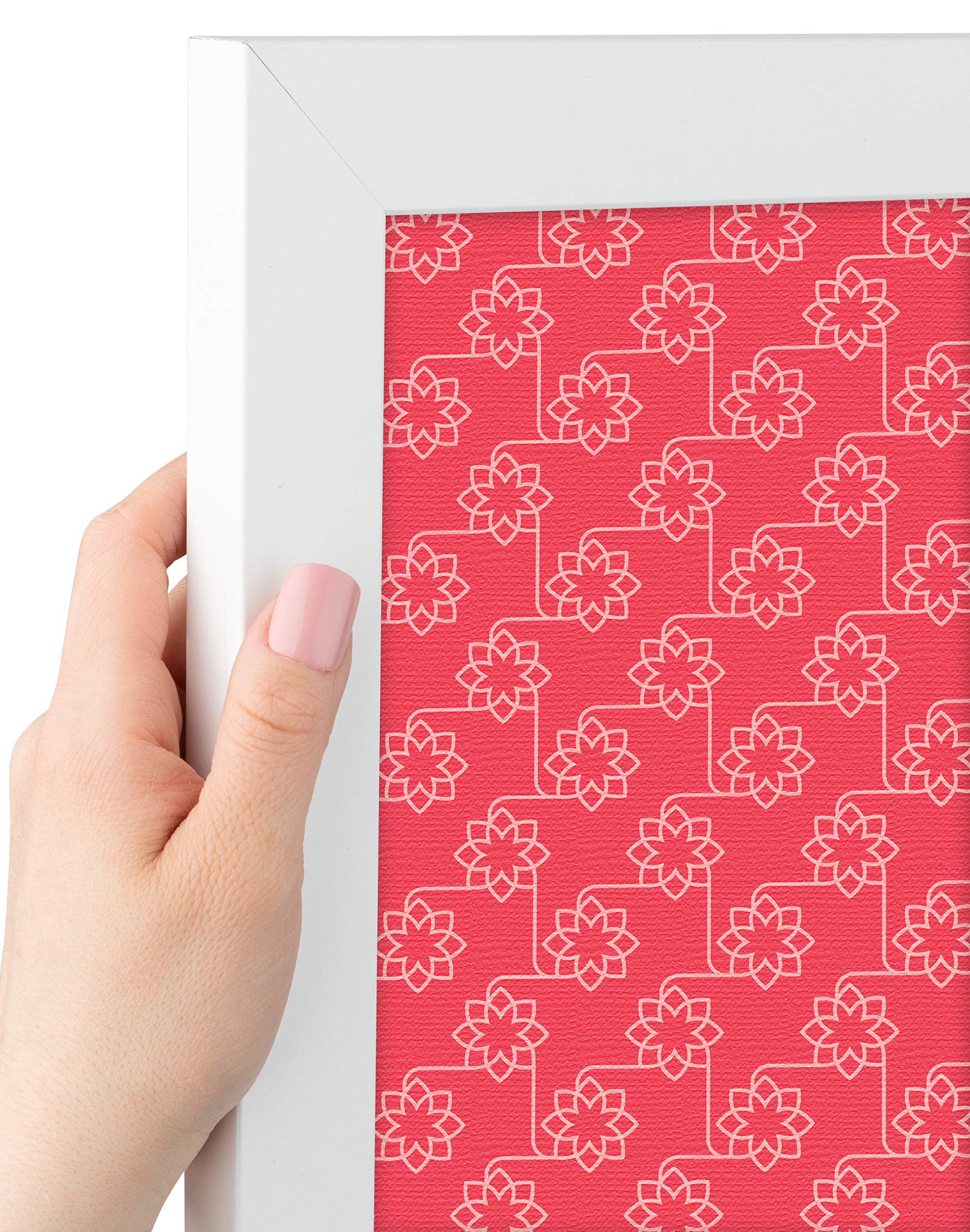ArtToFrames 36x24 Inch Floral Cork Bulletin Board - Dark Pink Fabric Canvas Pin Board with Satin White Frame | Perfect for Home Office, Classroom, or Dorm Room Decor | 2x3 ft Customizable Memo Board (PinPix-600-36x24_FRBW26074)