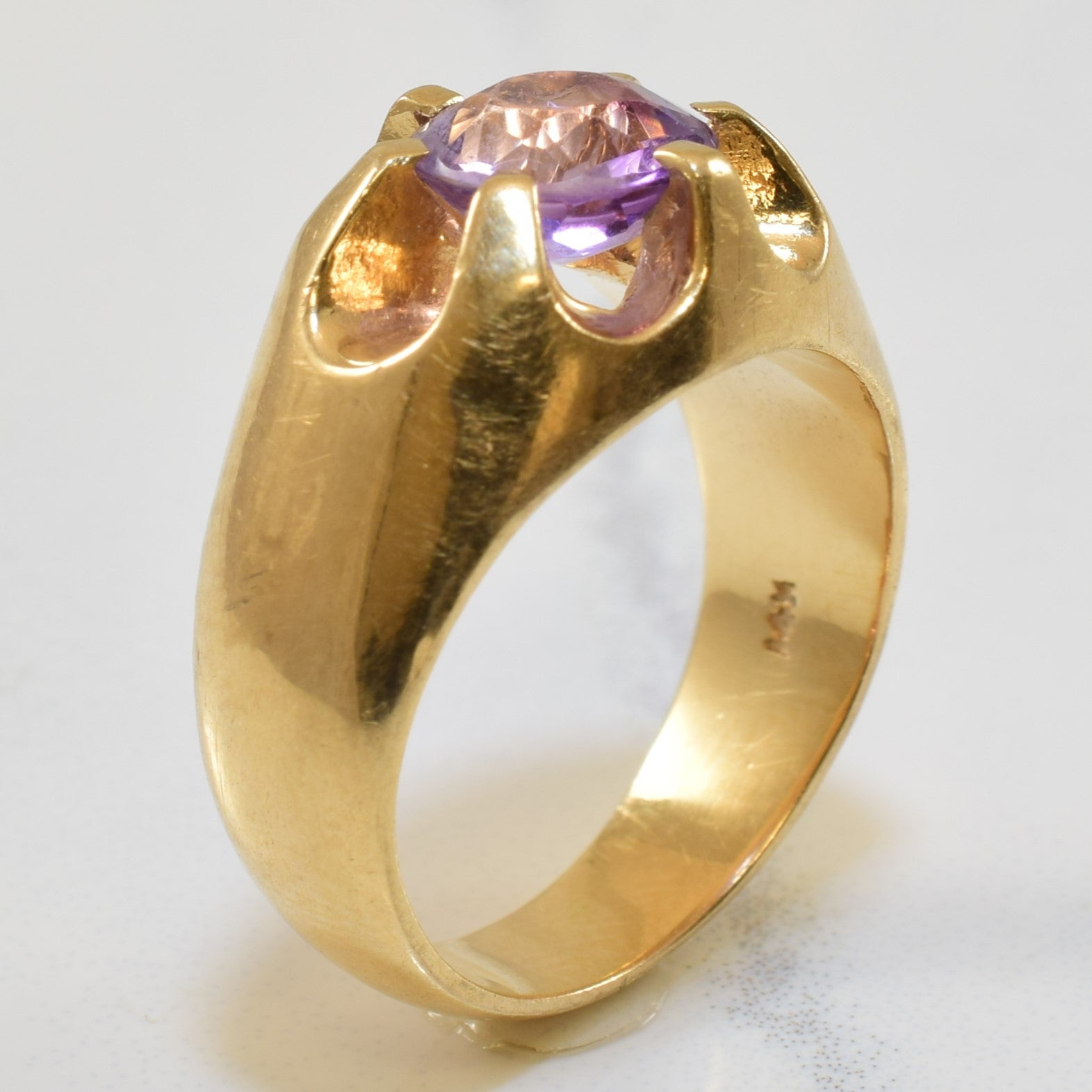 Belcher Solitaire Amethyst Ring - 1.00ct Natural Gemstone, Size 6, Sterling Silver, Dainty Engagement Ring for Women, Perfect for Valentine's Day Gift & Everyday Wear