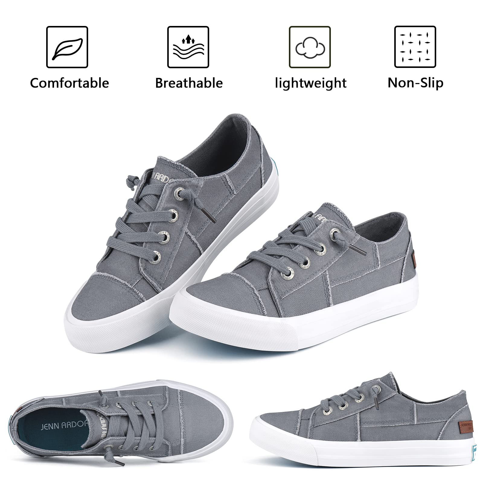 JENN ARDOR Women's Slip On Canvas Sneakers - Low Top Comfortable Walking Shoes for Women | Casual Fashion Flats for Everyday Wear, Travel & Errands