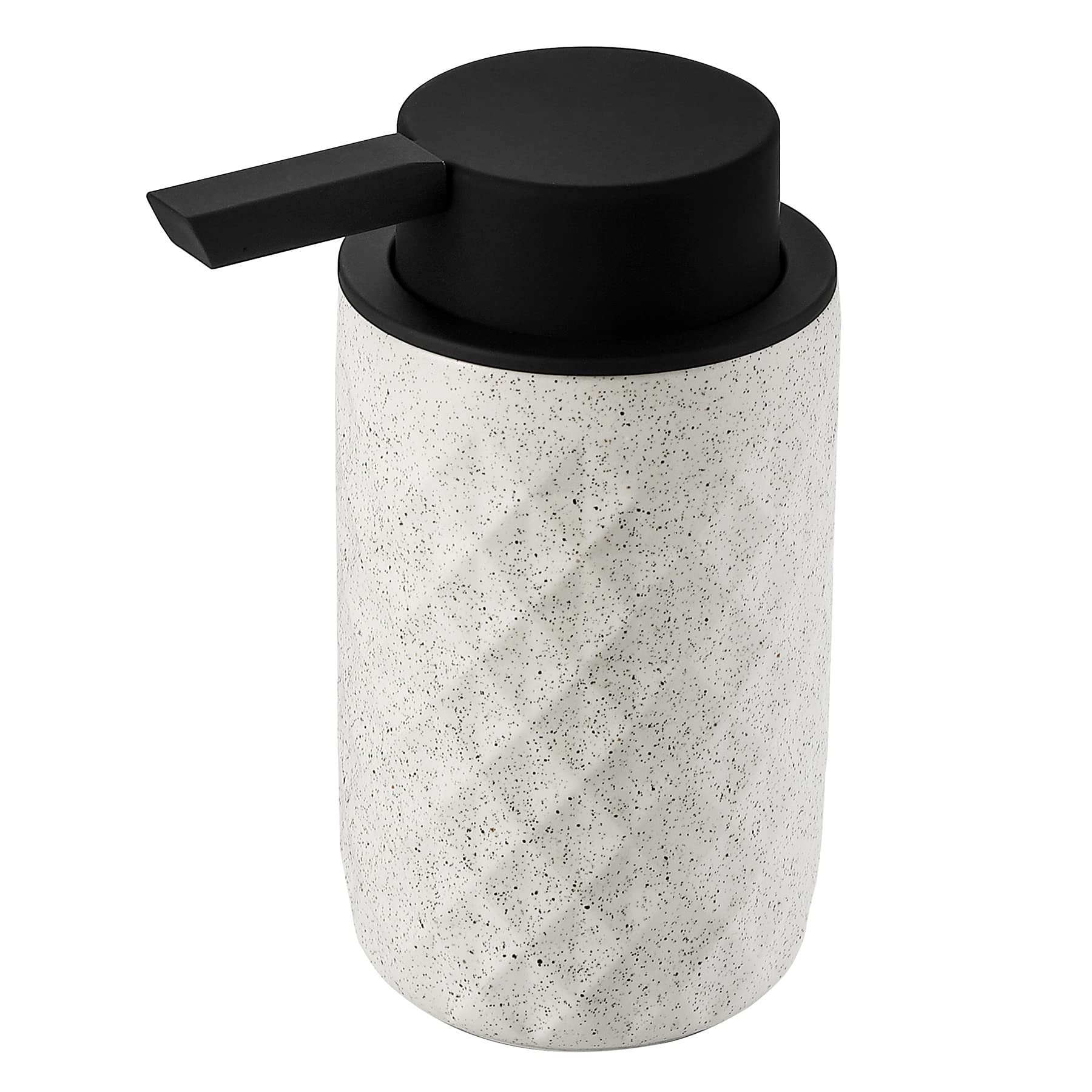 12oz Ceramic Hand Soap Dispenser - Decorative Rhombus Pump Bottle for Kitchen & Bathroom | Off-White | Perfect for Liquid Soap, Lotion & Dish Soap Storage | Elegant Countertop Organizer for Home, Office & Spa