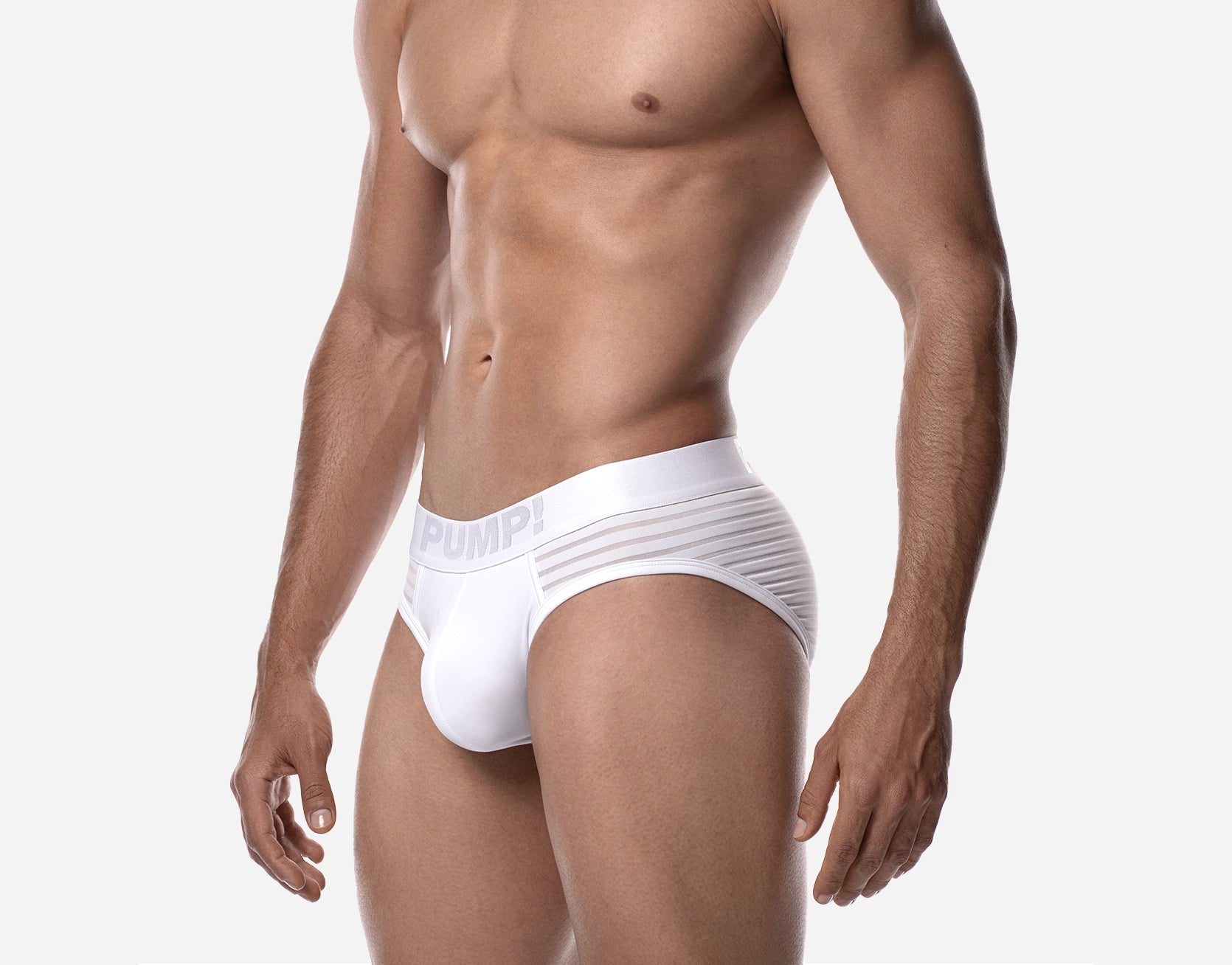 PUMP! Whisper Mesh Brief - Breathable White Underwear for Men - Comfortable & Lightweight for Gym, Running & Everyday Wear