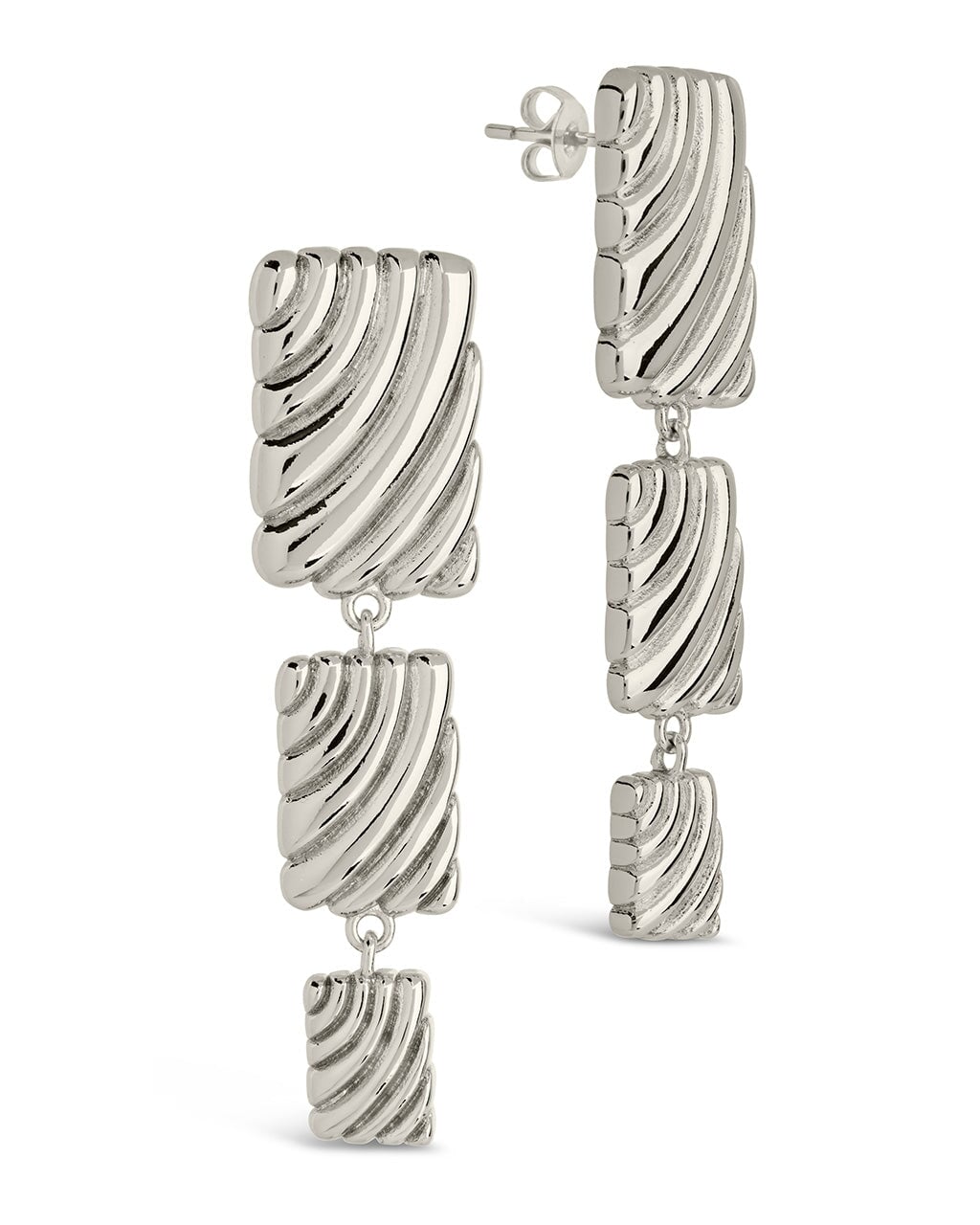 Haydée Triple Textured Drop Stud Earrings for Women - Elegant Gold & Silver Dangle Earrings for Party, Wedding & Everyday Wear