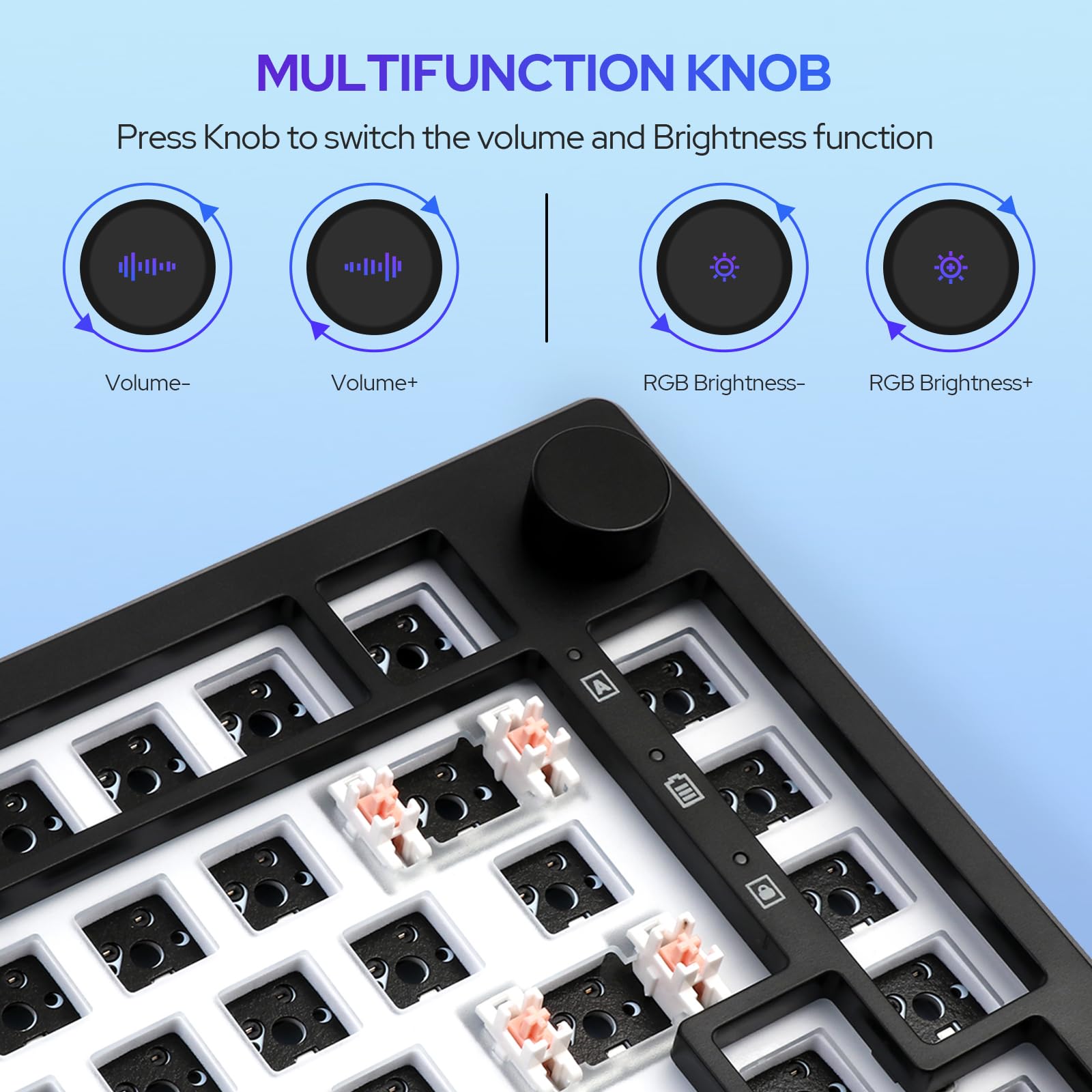 EPOMAKER Aura75 75% Hot Swappable Mechanical Keyboard Kit - Wireless 2.4Ghz/Bluetooth 5.0/USB-C Wired Custom Gaming Keyboard with RGB Backlight & Silicone Pad for Windows/Mac (Black) | Perfect for Office Work, Gaming & Programming