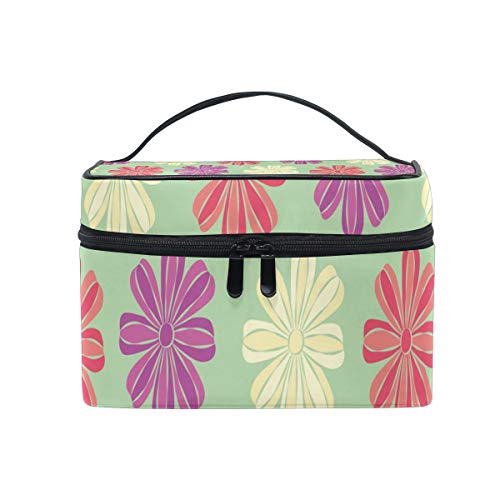 Floral Cosmetic Bag for Travel - Red, Purple, White & Green Makeup Organizer | Portable Train Case for Toiletries, Storage & Organization | Perfect for Vacations, Gym & Daily Use
