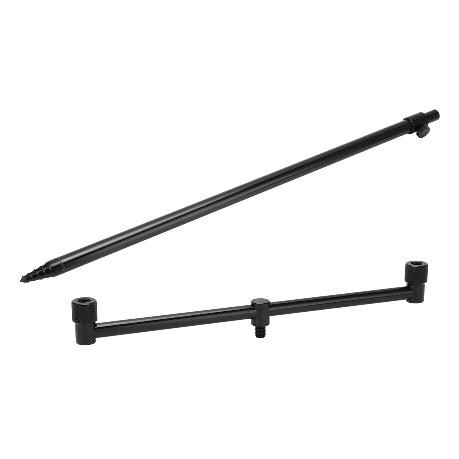 **CUTULAMO Fishing Rod Pod Stand Holder Set - Aluminum Alloy Fishing Rod Bank Stick with Buzz Bar - Durable & Stable for Outdoor Fishing (30cm Horizontal Bar + 60cm Ground Plug) - Perfect for River, Lake & Beach Fishing**