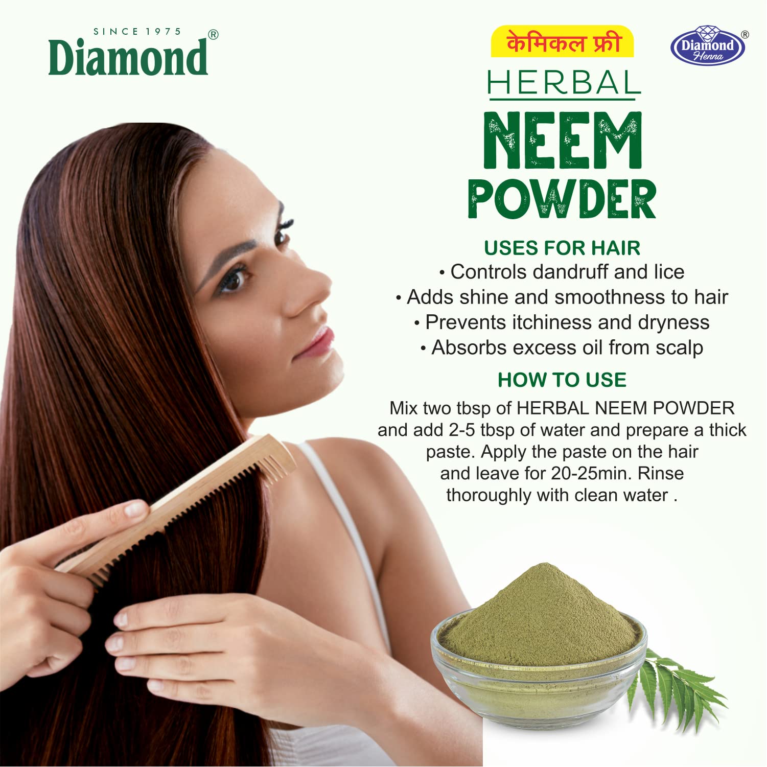 Organic Neem Powder for Face & Hair Care - Chemical-Free, 150g (Pack of 2) - Promotes Pimple-Free Glowing Skin & Dense Silky Hair - Natural Ayurvedic Beauty Treatment for Acne, Dandruff & Scalp Health