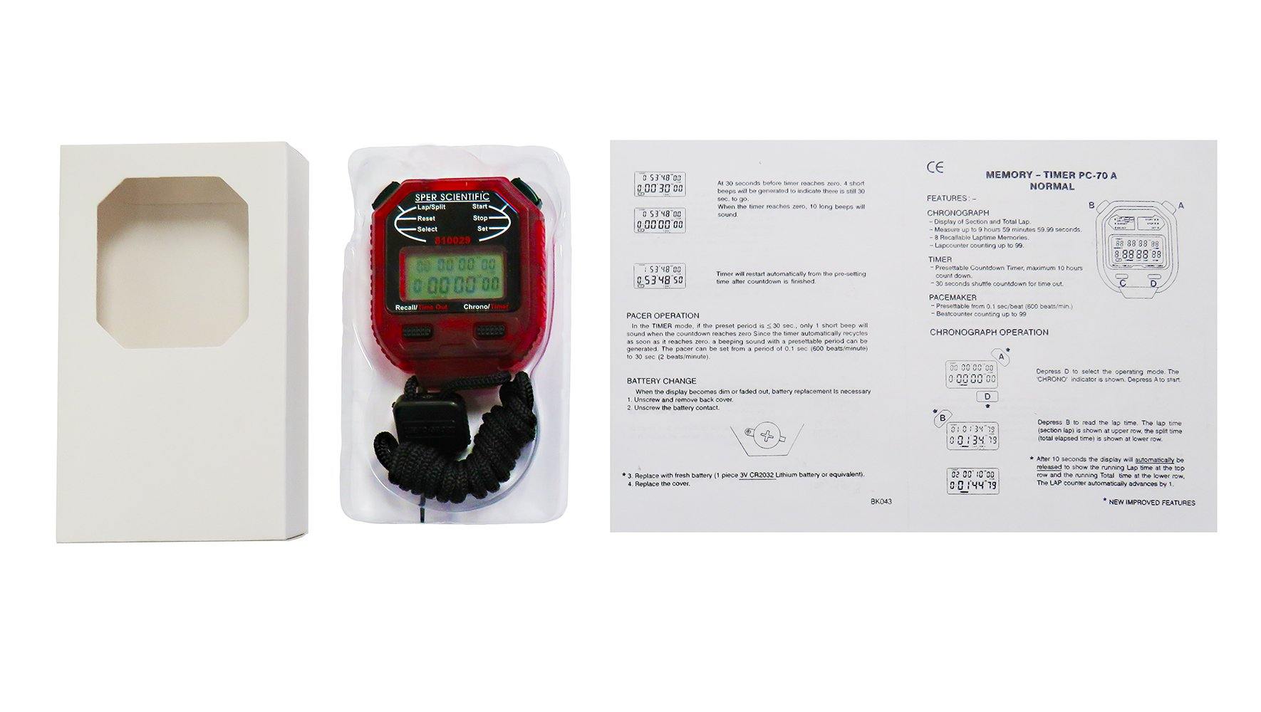 Professional Digital Stopwatch for Sports Training, Lab Experiments & Classroom Activities - High Precision Observational Research Timer with Lap/Split Memory