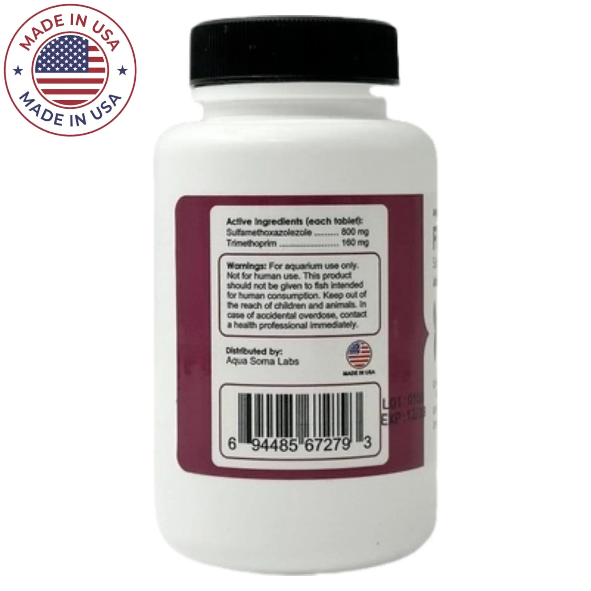 Fish Aid Sulfamethoxazole Trimethoprim 960mg - 30 Tablets Antibacterial Treatment for Aquarium Fish | Bacterial Infections & Fin Rot Relief | Freshwater & Saltwater Fish Care