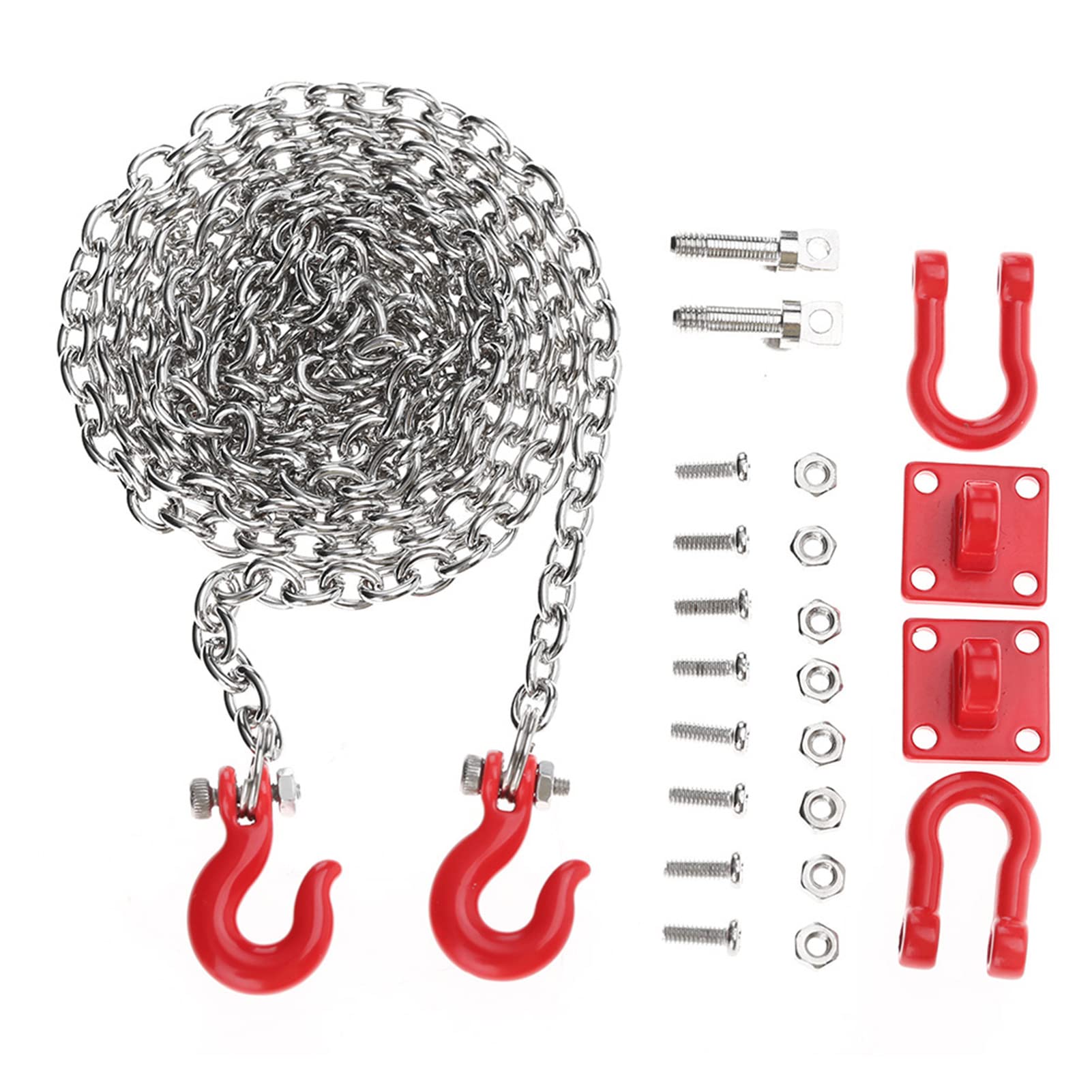 Joyzan RC Trailer Hooks Set - Heavy Duty U-Shaped Tow Hooks & Chains for RC Crawler Cars - Upgrade Parts for Climbing, Off-Road & Trail Adventures - Perfect for RC Car Enthusiasts & Scale Model Builders