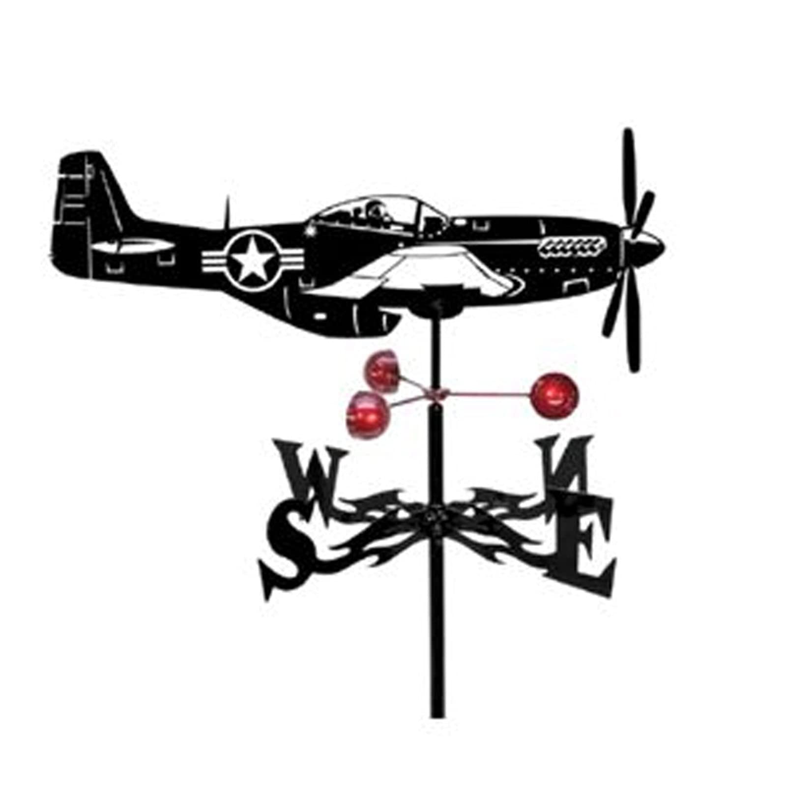 Stainless Steel Mustang Aircraft Weather Vane - Durable Garden Stake for Accurate Wind Measurement | Perfect for Patio, Yard & Courtyard Decoration | Outdoor Decor & Professional Weather Tool
