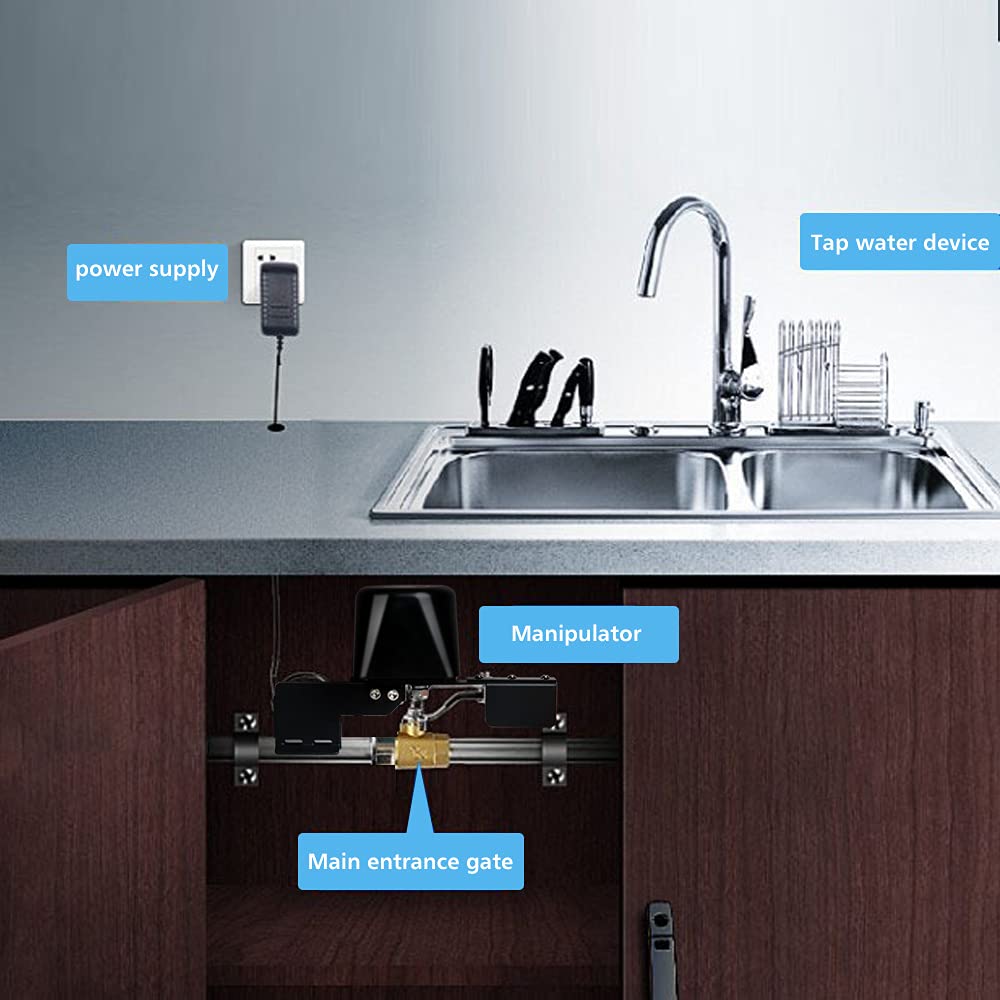 Smart WiFi & Bluetooth Water/Gas Shut Off Valve Controller - Remote Control Wireless Automatic Valve Compatible with Alexa & Google Assistant - Perfect for Smart Home, Leak Prevention & Sprinkler Systems