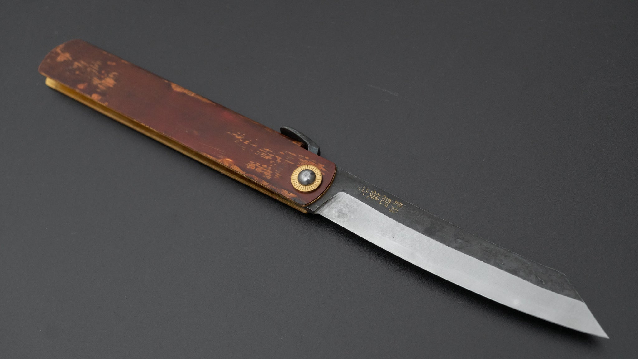 Higonokami Custom Folding Knife - Large Size with Sakura Skin Handle (#12) | Japanese Traditional Pocket Knife for Outdoor Camping, EDC & Collectors
