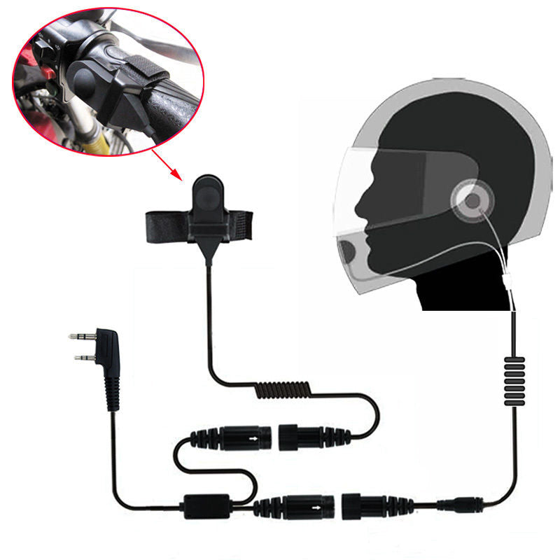 2 Pin Full Face Motorcycle Helmet Headset with Earpiece - K Plug Connector for Clear Communication & Hands-Free Riding