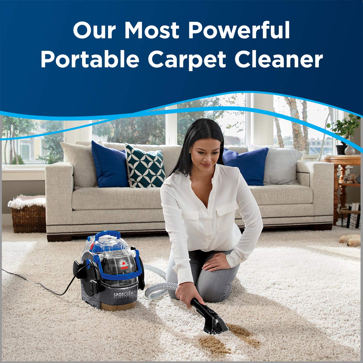 BISSELL SpotClean Professional Portable Carpet Cleaner - 5.9 Amp Deep Cleaner for Carpets, Upholstery & Stairs with 5Ft Hose, 3