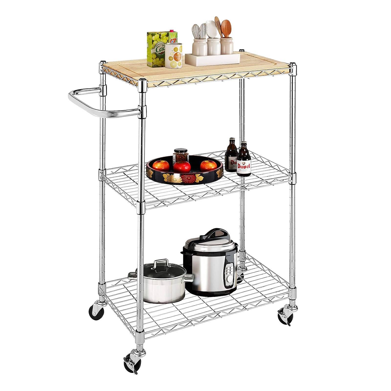 3-Tier Supreme Kitchen and Microwave Cart - Multi-Purpose Storage Utility Cart for Home, Kitchen & Office - Perfect for Small Spaces, Apartment Living & Organization