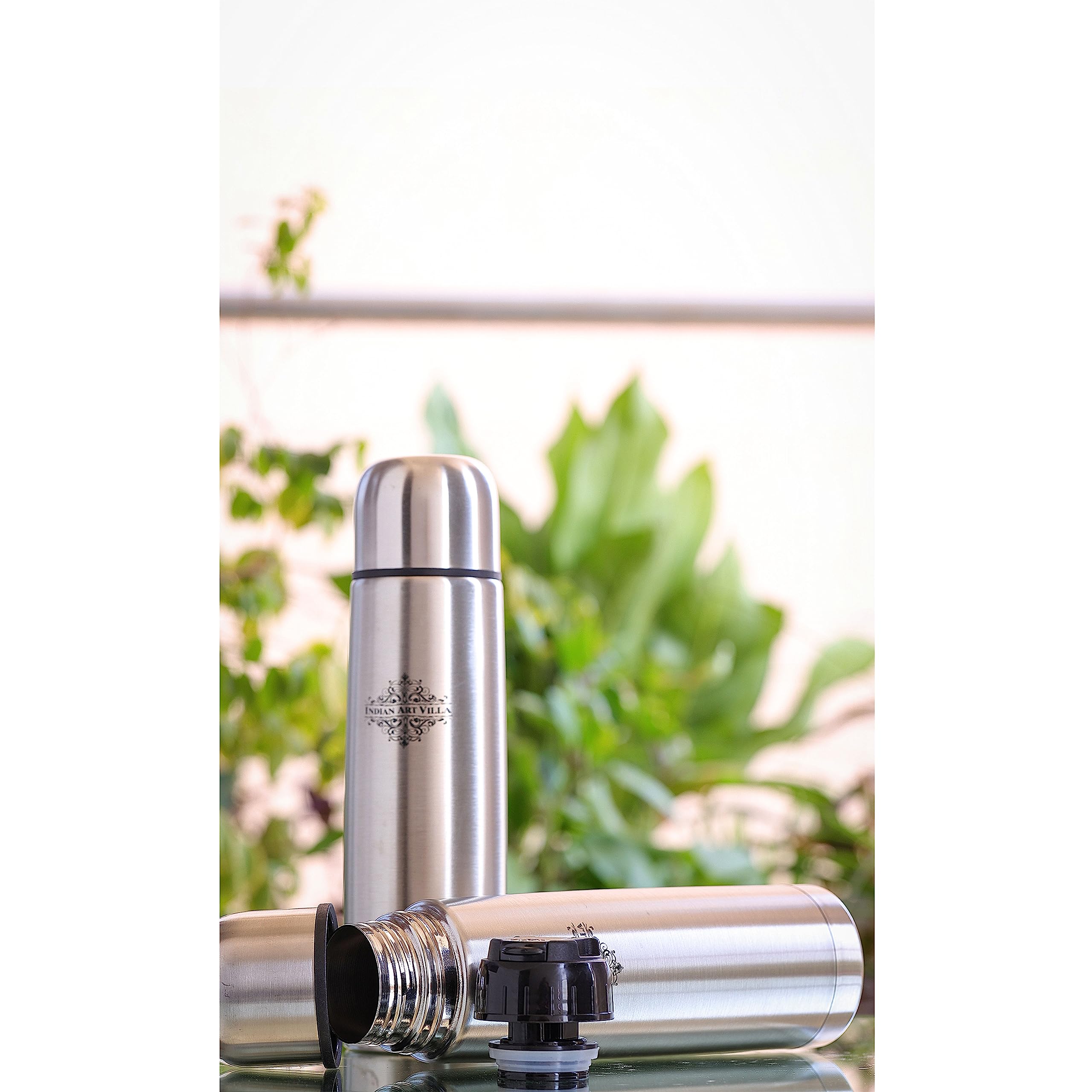 Premium Vacuum Insulated Stainless Steel Water Bottle with Flip Lid - 500ml Thermos Flask for Hot & Cold Drinks - Silver with Ergonomic Handle - Perfect for Hiking, Gym, Office & Travel
