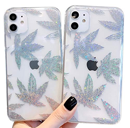 Bling Glitter iPhone 12 Pro Max Case 6.7 Inch | Sparkling Clear TPU Protective Cover with Hemp Design | Shiny Silver Transparent Soft Case for iPhone 12 Pro Max (6.7