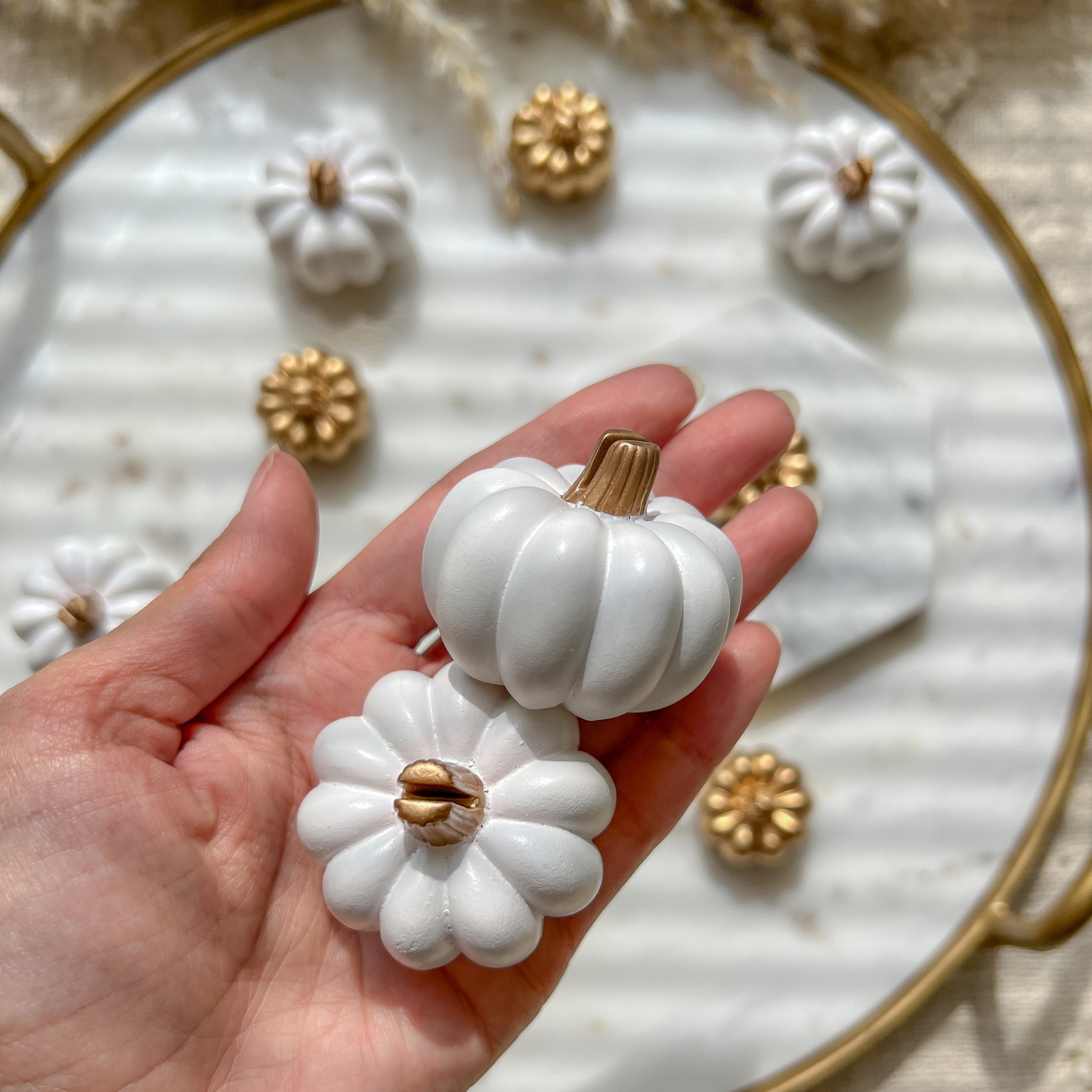Elegant White Pumpkin Place Card Holders - Set of 6 for Thanksgiving, Fall Wedding, and Autumn Table Decorations