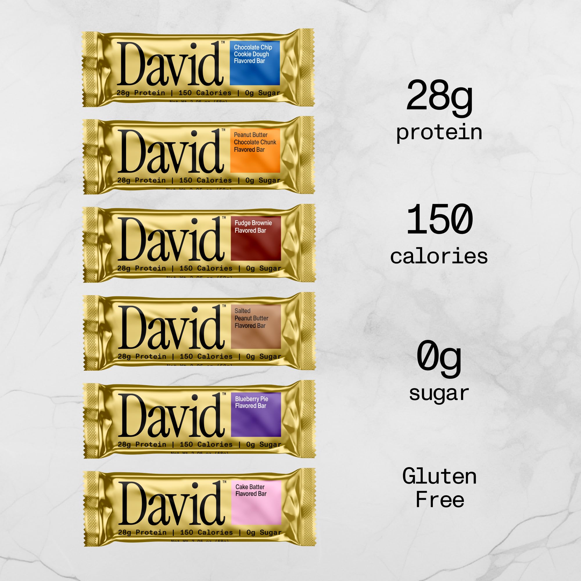 David's Protein Bar Variety Pack - 6 High Protein Bars (28g Protein, 150 Calories, 0g Sugar) | Low Carb, Gluten Free Snacks for Gym, Hiking & Weight Loss | Perfect for Athletes & Keto Diet