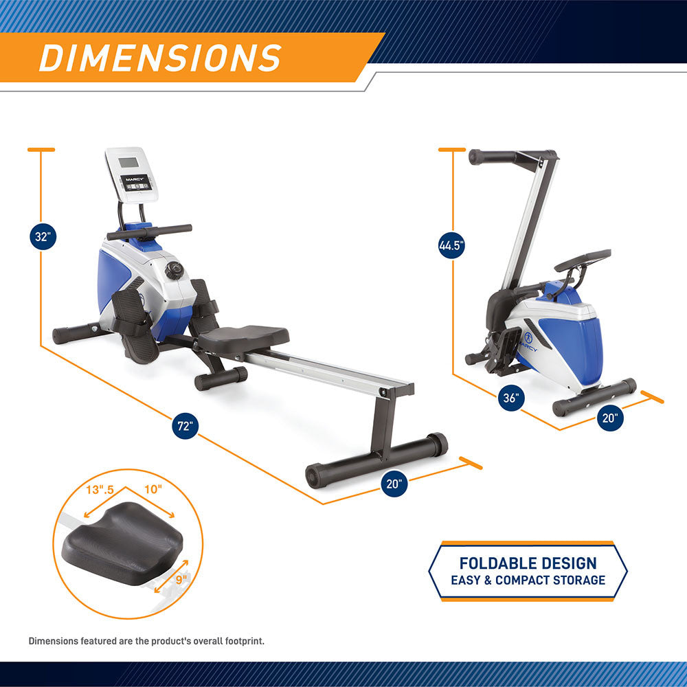 Foldable Magnetic Rower ME 1018RE - Portable Home Gym Equipment for Full Body Workout | Perfect for Small Spaces & Indoor Cardio Training