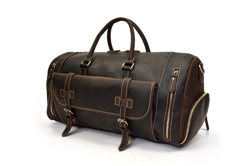Premium Brown Leather Weekender Bag for Travel - Stylish Carry-On Luggage for Men & Women - Perfect for Weekend Getaways, Business Trips & Airplane Travel