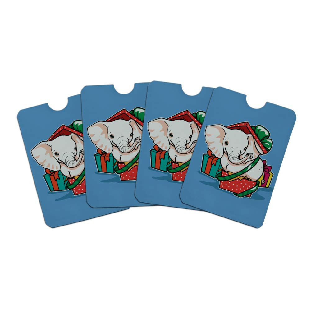 Premium RFID Blocking Credit Card Holder Set of 4 - White Elephant Gift Box for Christmas & Holidays - Protect Cards from Digital Theft - Perfect for Travel, Shopping & Daily Use