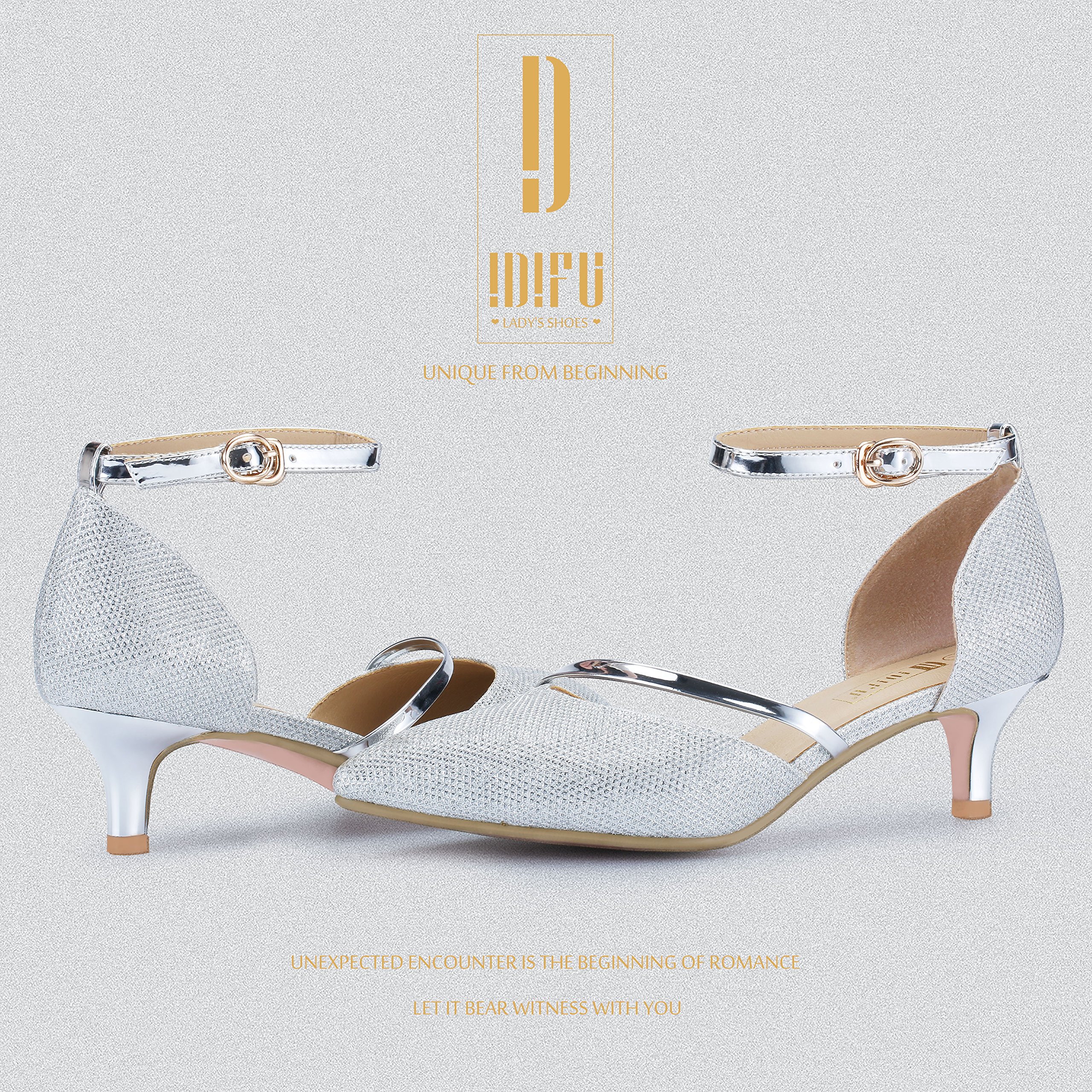 IDIFU Women's IN2 Maxine Low Kitten Heels - Elegant Closed Toe Dress Pumps for Wedding, Evening & Formal Occasions - Perfect Bridal Shoes for Women | Great for Parties, Proms and Special Events