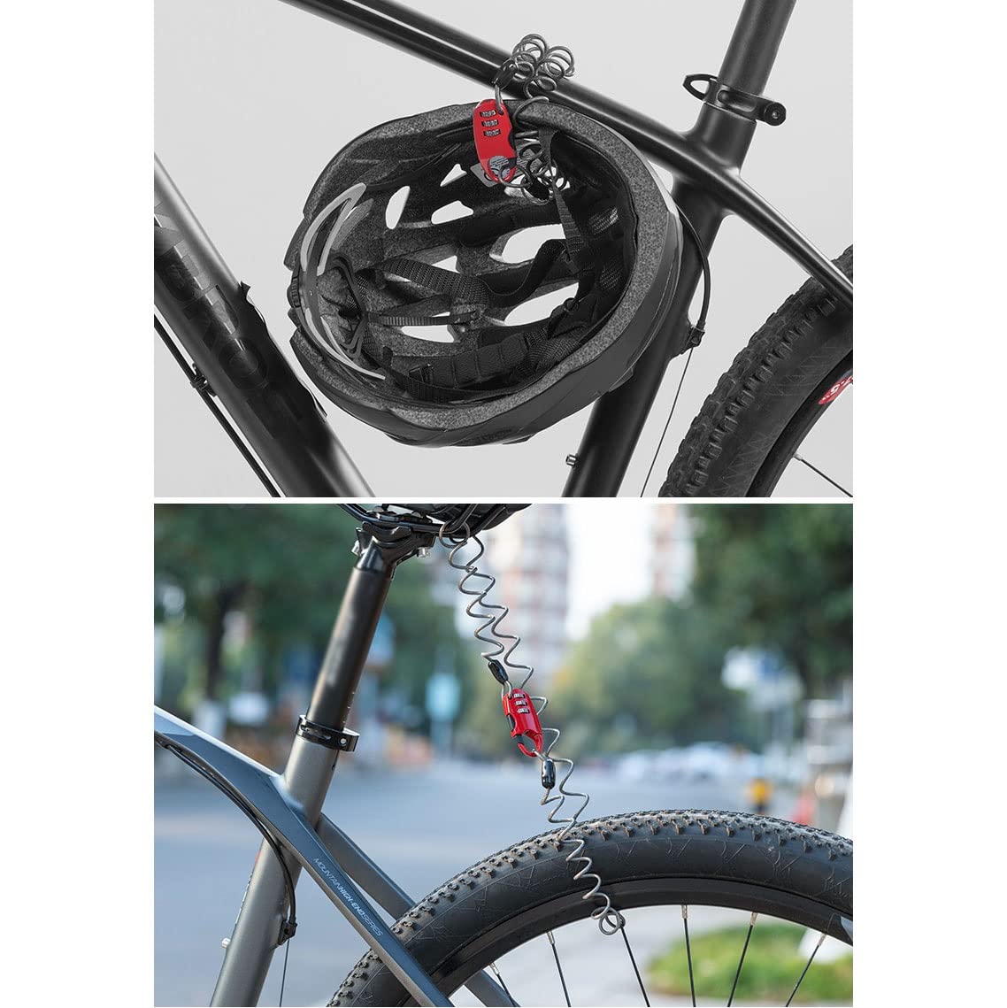 Mini Bike Helmet Lock - Portable 3 Digit Resettable Anti-Theft Cable Lock for Bicycle & Motorcycle (Black) - Perfect for Cycling, Commuting & Outdoor Adventures
