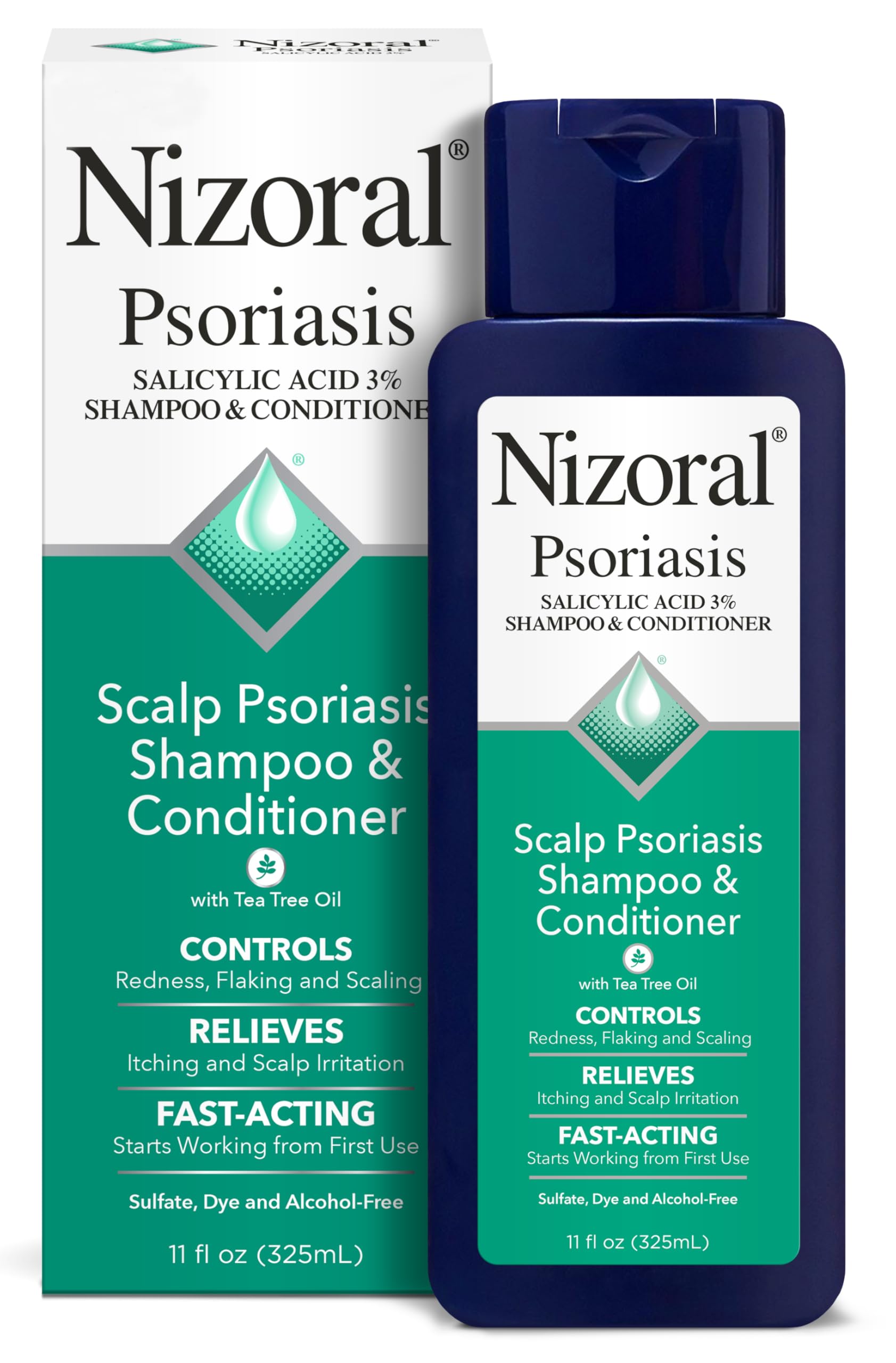 Nizoral Anti-Dandruff & Psoriasis Shampoo & Conditioner - 11 oz Scalp Treatment for Flakes, Itch & Irritation | Effective for Seborrheic Dermatitis & Scalp Psoriasis Relief | Daily Use for Healthy Hair & Scalp
