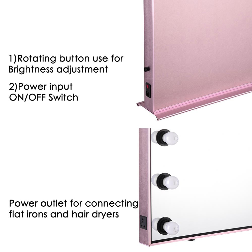TheLAShop Large Hollywood Vanity Mirror with LED Lights - 24x34 Inches, Tabletop or Wall Mount - Perfect for Makeup, Dressing Room & Photography Studio Lighting
