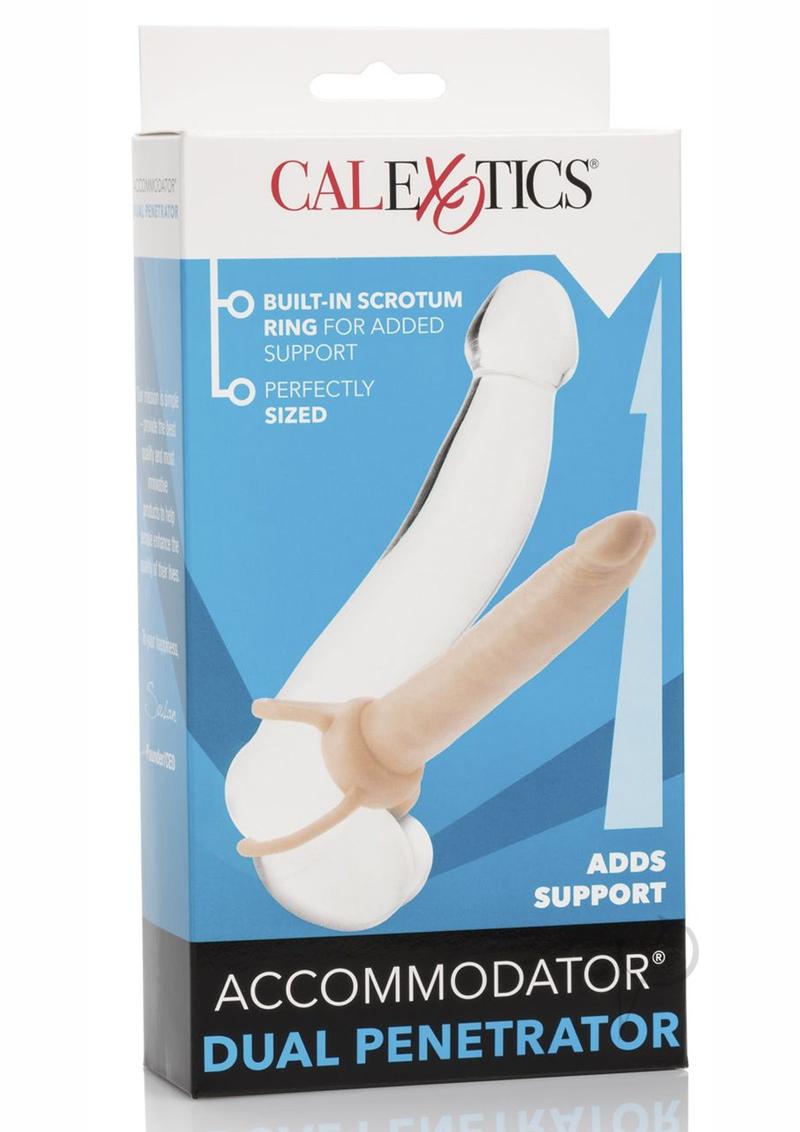 Premium Dual Penetrator Dildo with Cock Ring - Vanilla Color | Enhance Couples Play & Solo Pleasure | Perfect for Spicing Up Your Sex Life & BDSM Adventures