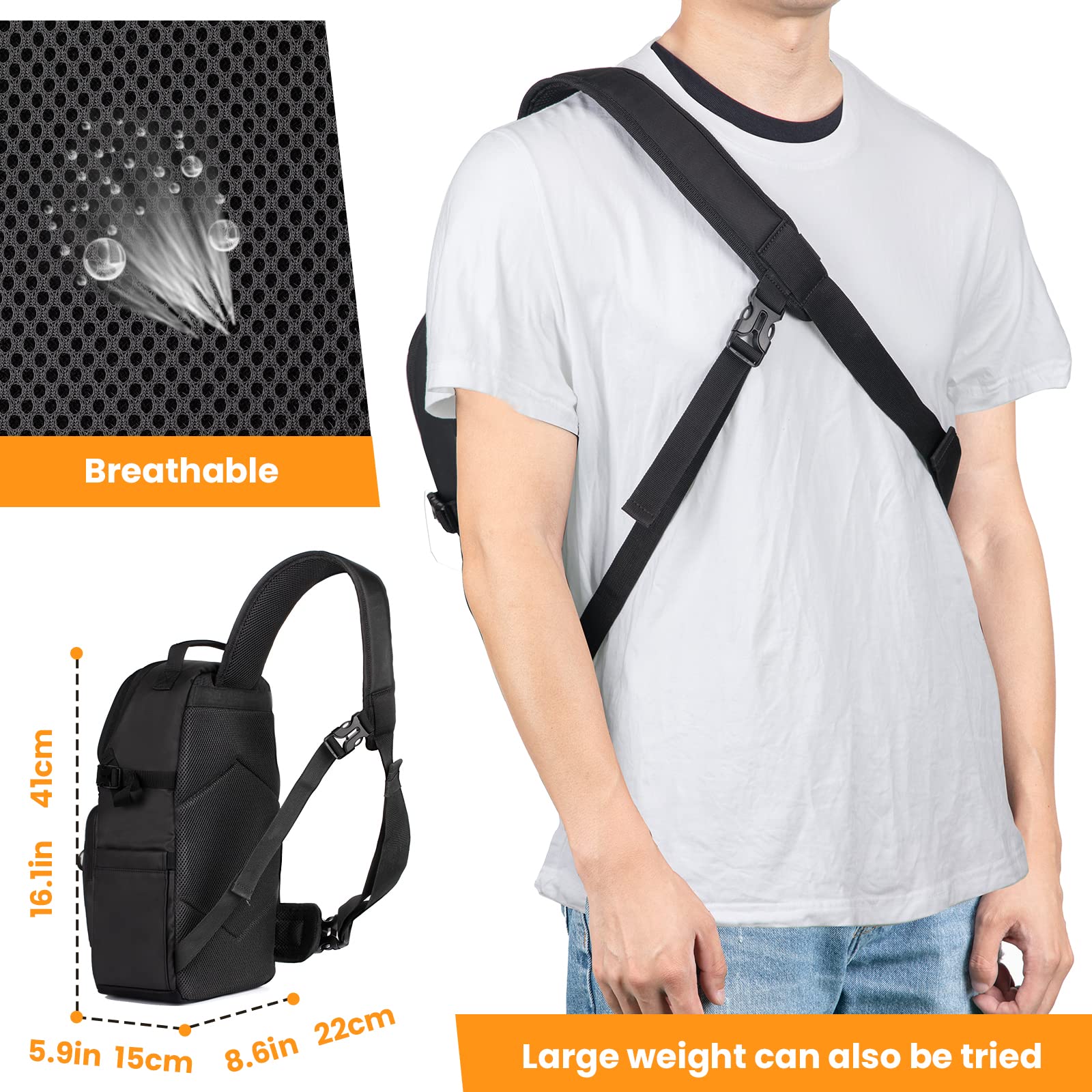 TARION TR-S Waterproof Camera Shoulder Bag - Travel Photography Backpack with Rain Cover for DSLR & Mirrorless Cameras - Perfect for Outdoor Adventures, Hiking & Travel Photography (Black, Classic)